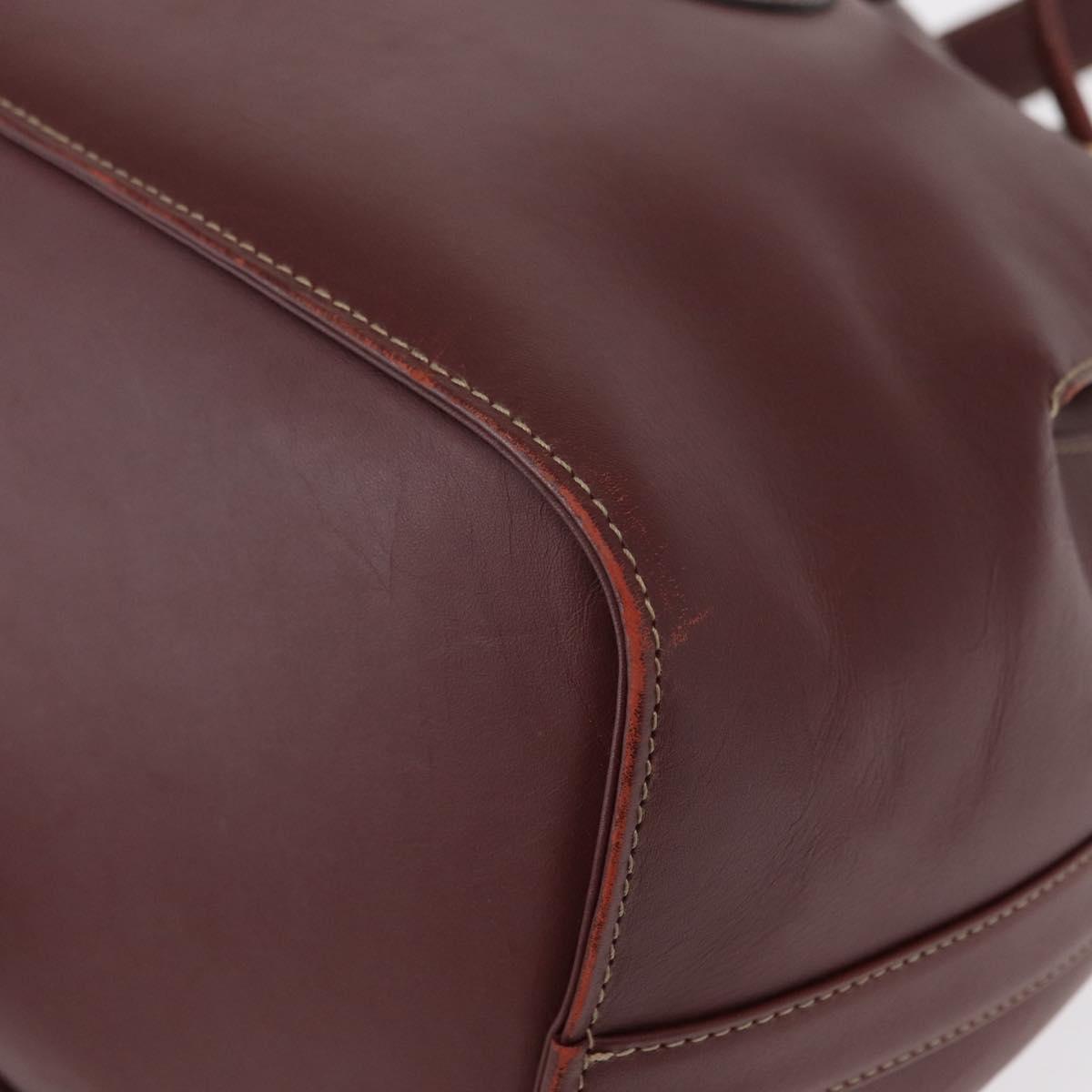 CARTIER Must Line Shoulder Bag Leather Bordeaux Gold Auth BA7822