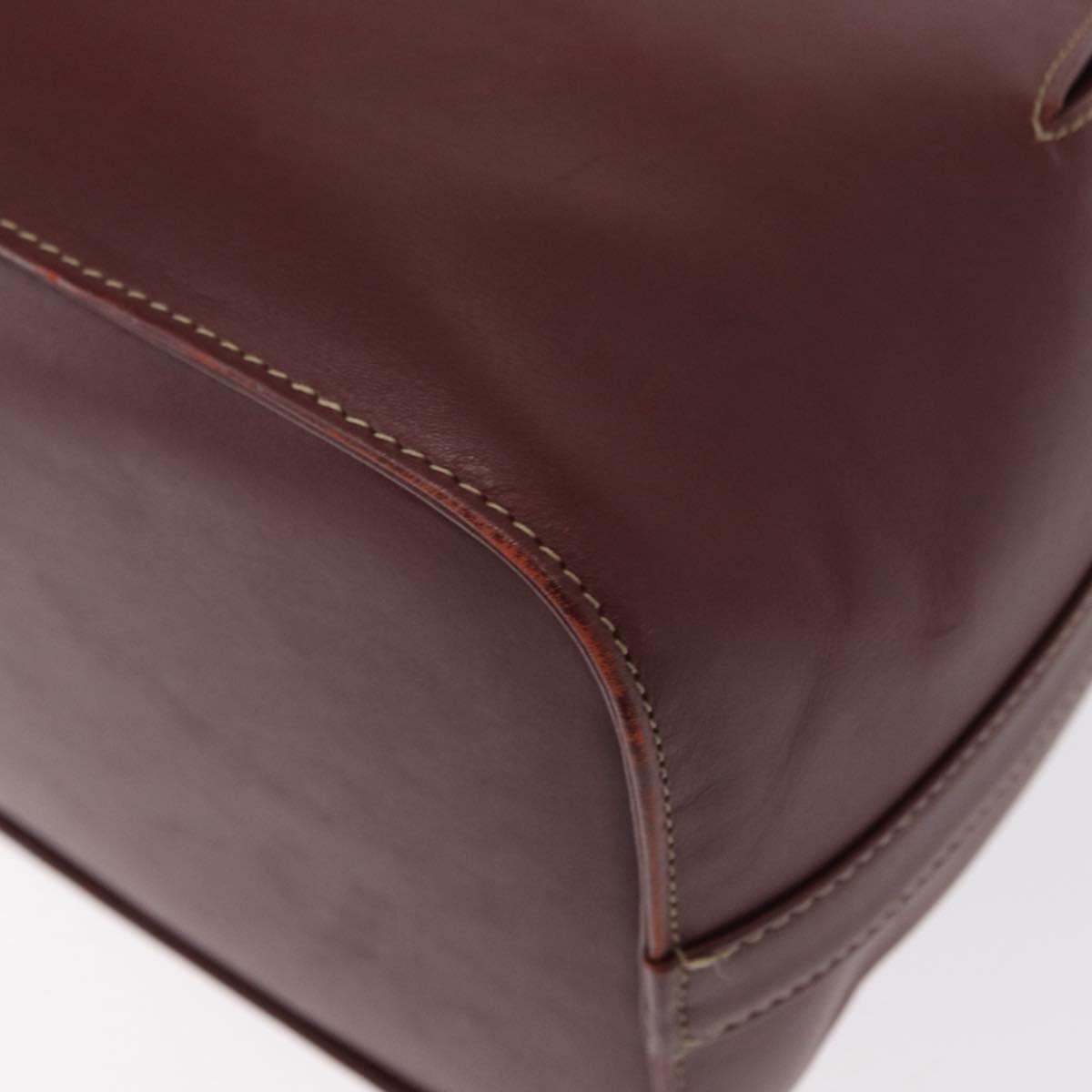 CARTIER Must Line Shoulder Bag Leather Bordeaux Gold Auth BA7822