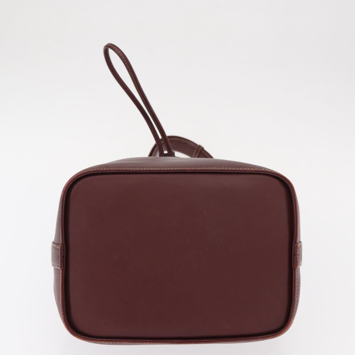 CARTIER Must Line Shoulder Bag Leather Bordeaux Gold Auth BA7822