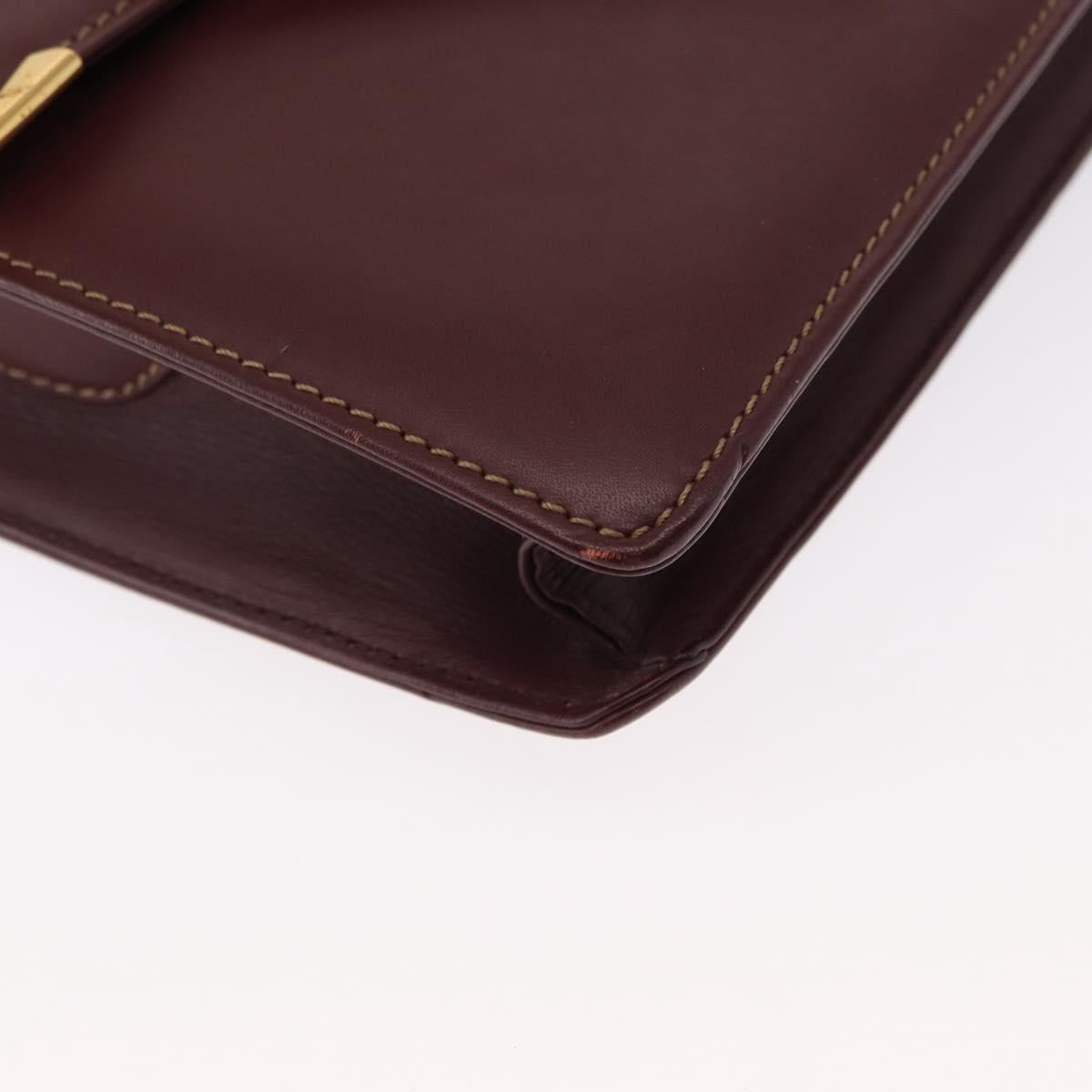 CARTIER Must Line Shoulder Bag Leather Bordeaux Gold Auth BA7823