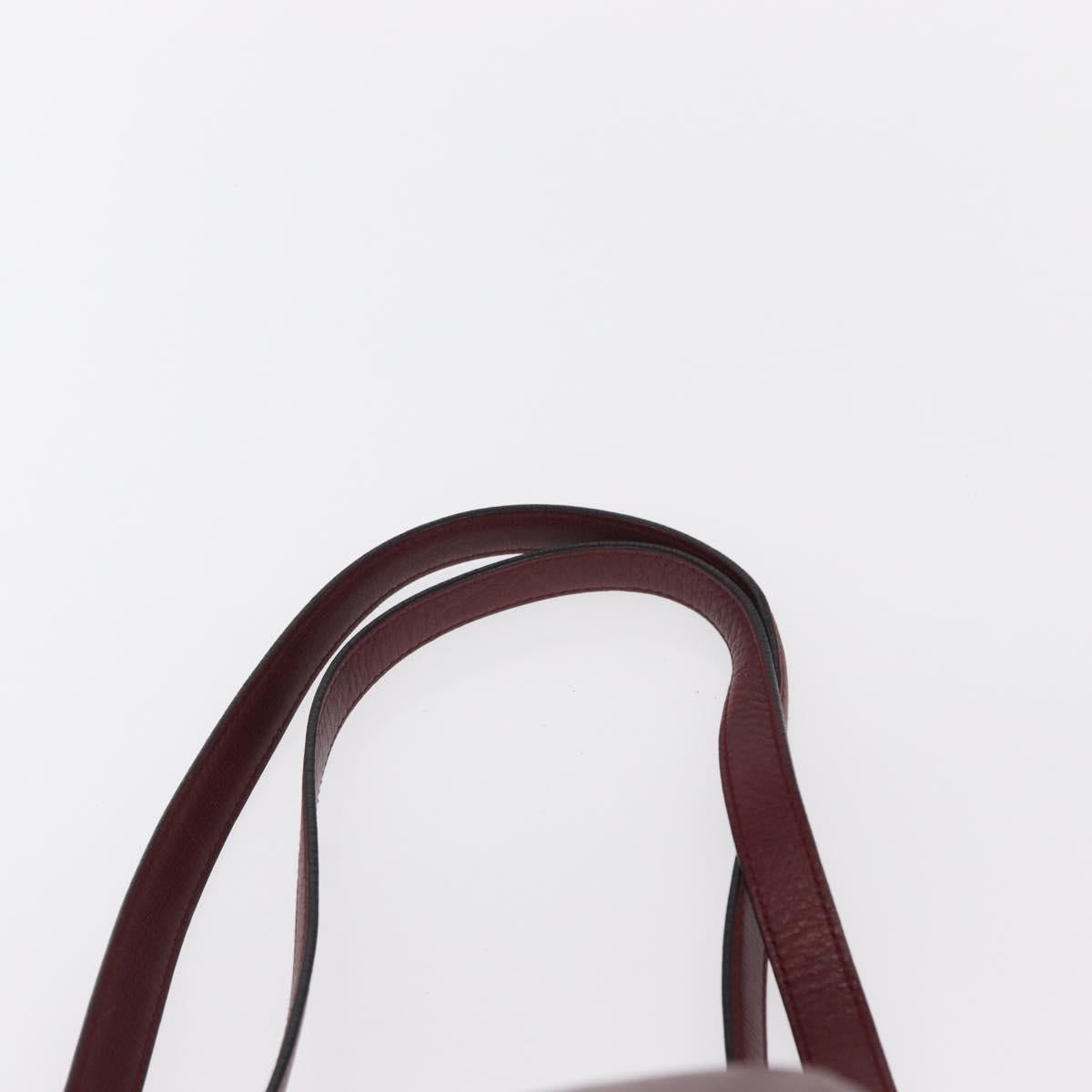 CARTIER Backpack Leather Bordeaux Gold Auth BA7824