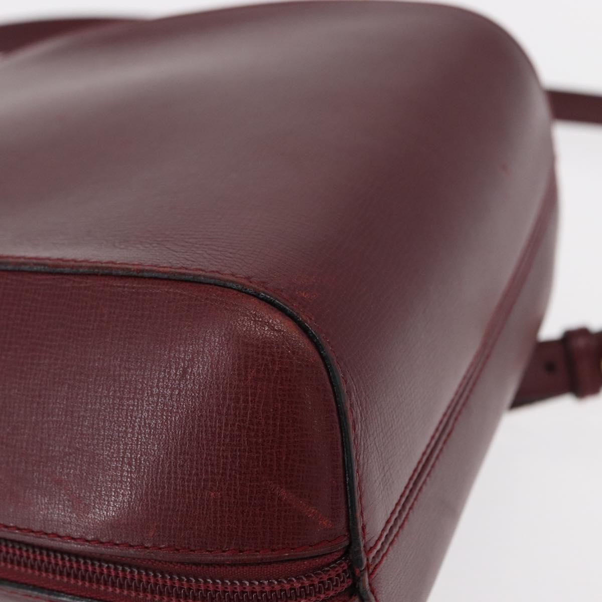 CARTIER Backpack Leather Bordeaux Gold Auth BA7824