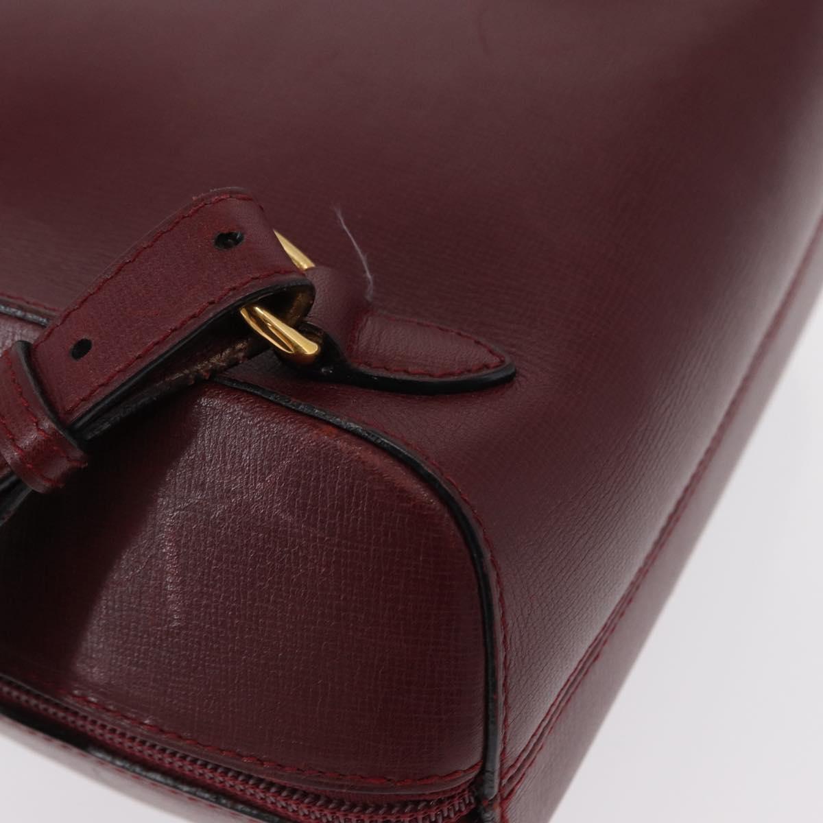 CARTIER Backpack Leather Bordeaux Gold Auth BA7824