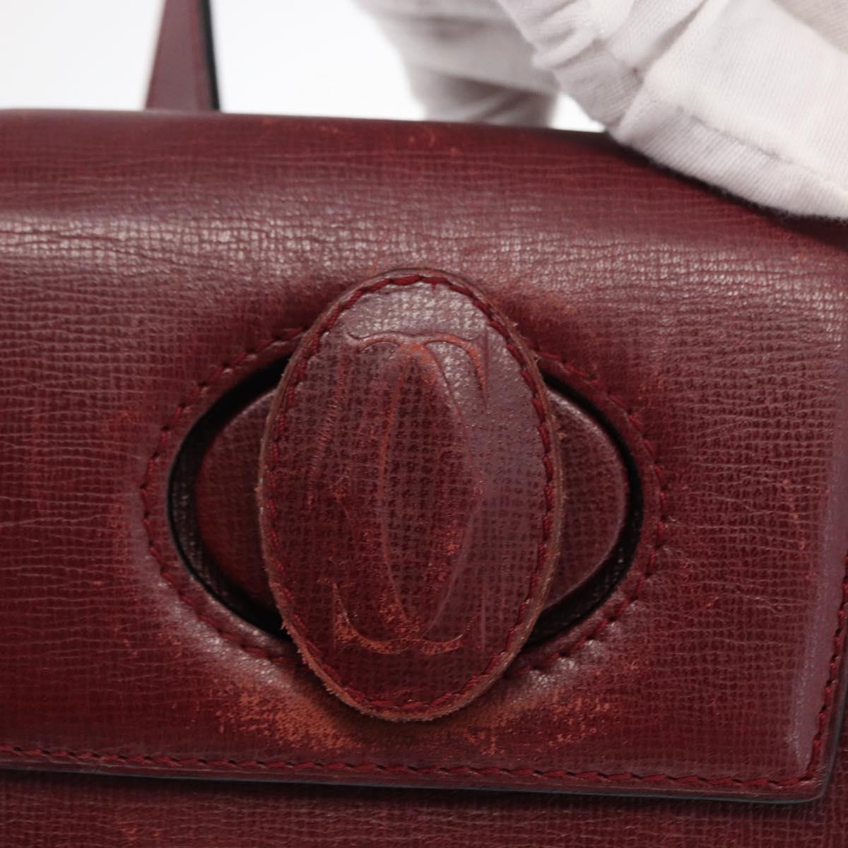 CARTIER Backpack Leather Bordeaux Gold Auth BA7824