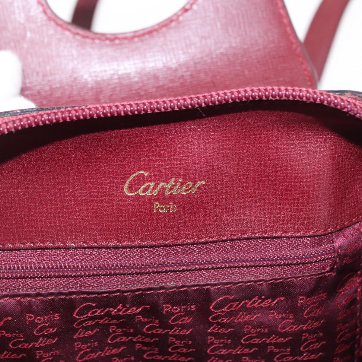 CARTIER Backpack Leather Bordeaux Gold Auth BA7824