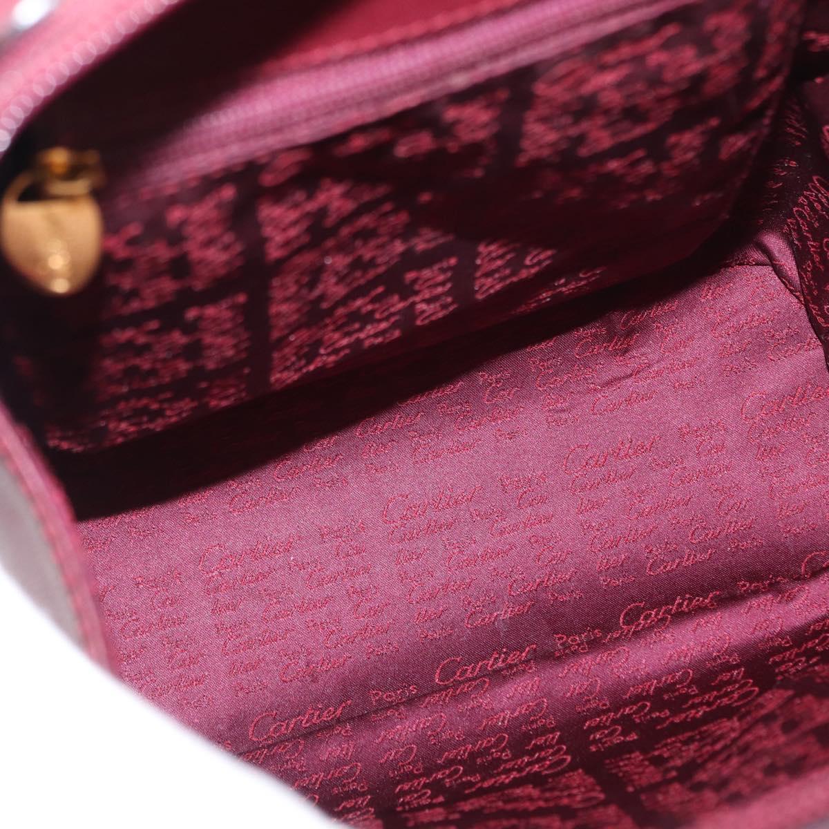 CARTIER Backpack Leather Bordeaux Gold Auth BA7824