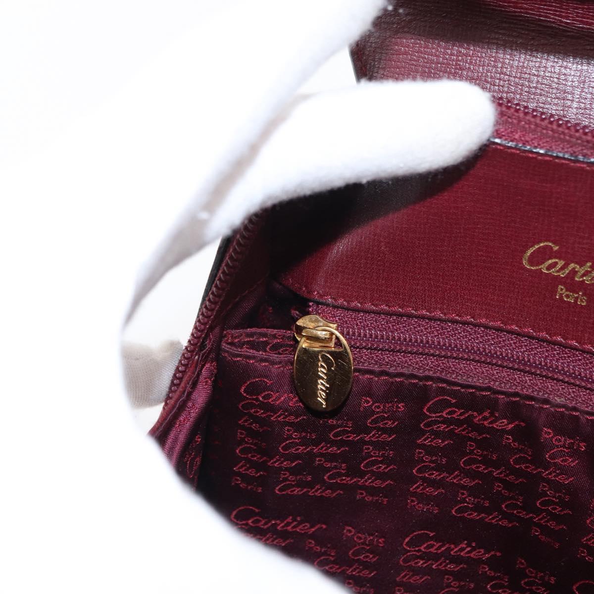 CARTIER Backpack Leather Bordeaux Gold Auth BA7824