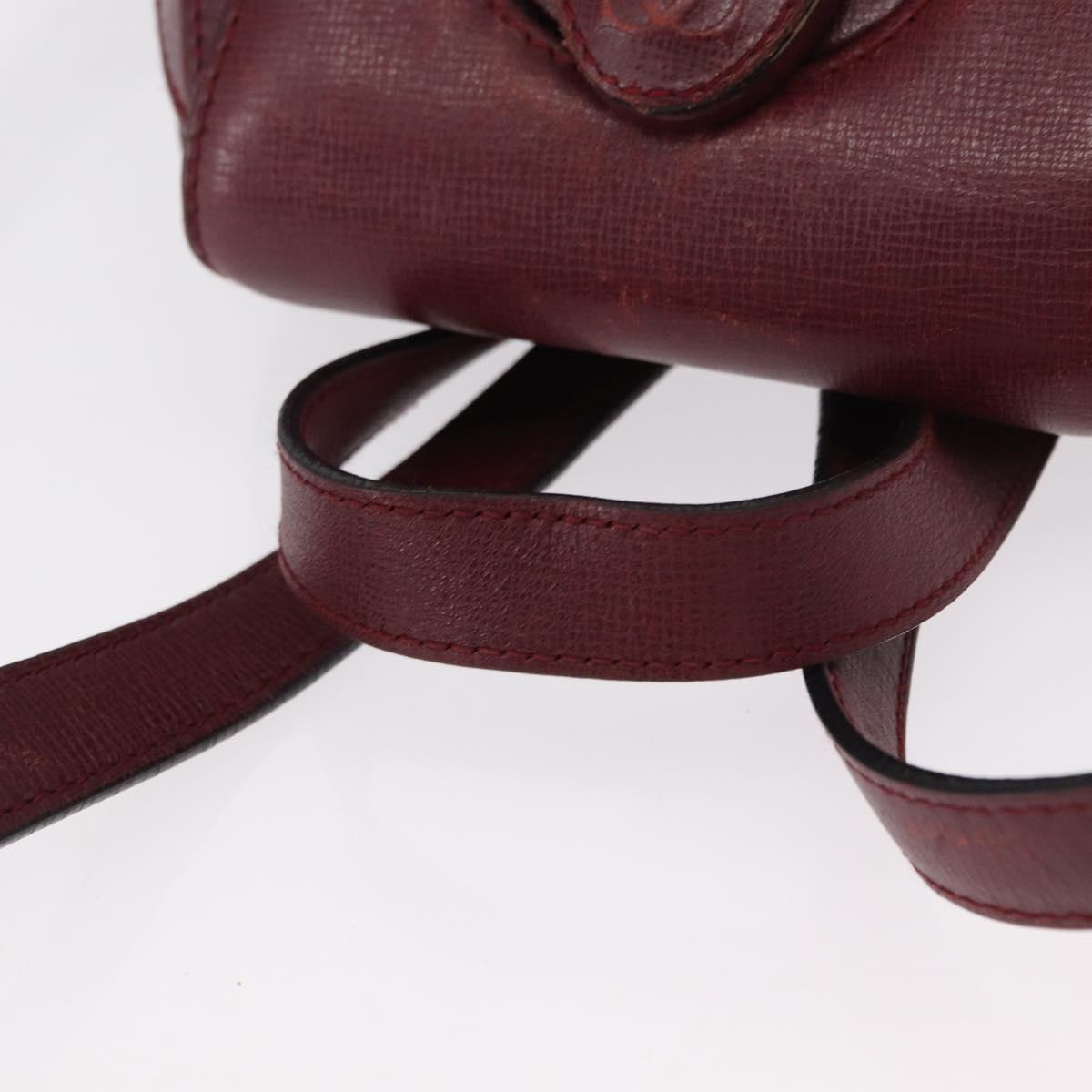 CARTIER Backpack Leather Bordeaux Gold Auth BA7824
