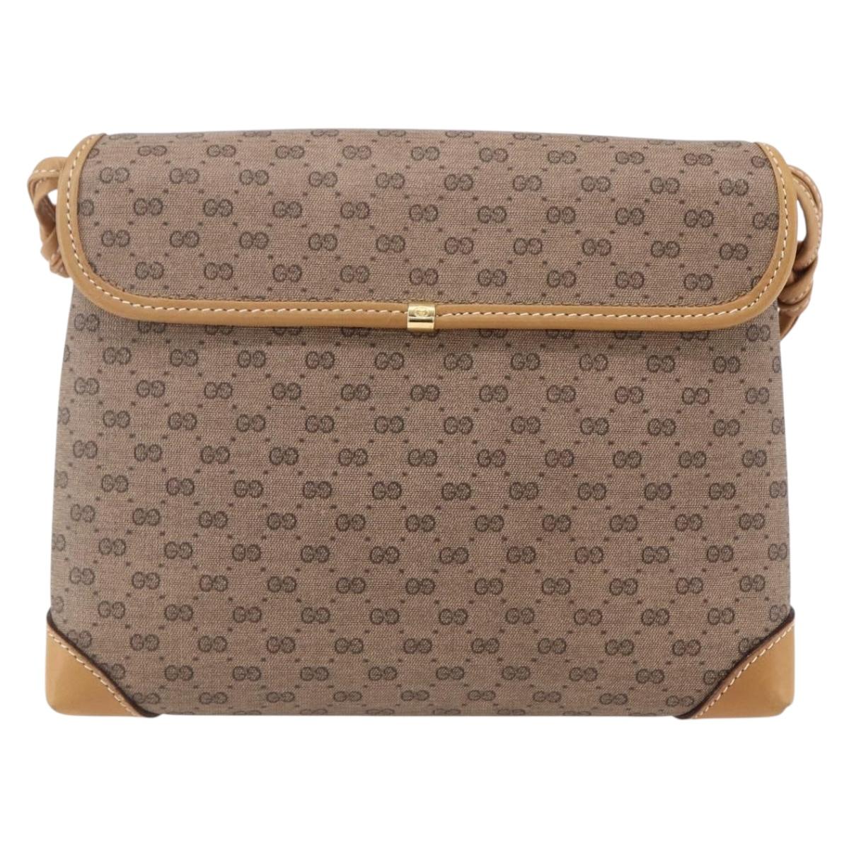 GUCCI Micro GG Supreme Shoulder Bag PVC Beige Gold 007 105 5548 Auth BA7825