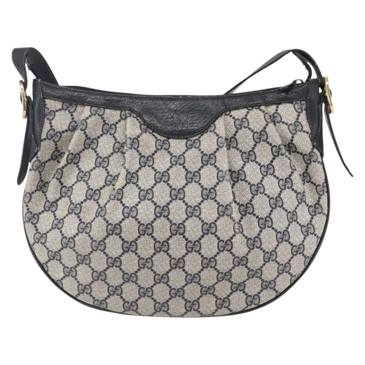 GUCCI GG Supreme Shoulder Bag PVC Navy Gold 41 02 058 Auth BA7826