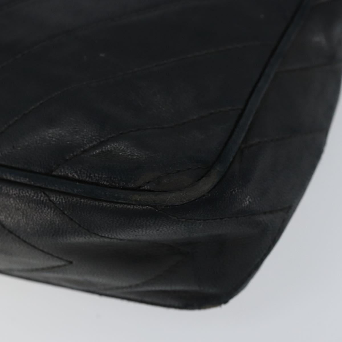 CHANEL Chain Shoulder Bag Lamb Skin Black Gold CC Auth BA7827