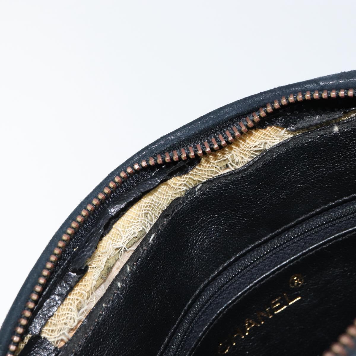 CHANEL Chain Shoulder Bag Lamb Skin Black Gold CC Auth BA7827