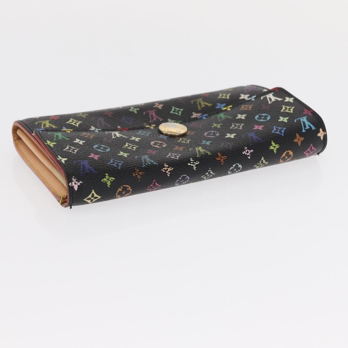 LOUIS VUITTON Monogram Multicolor Wallet 2 Set White Black LV Auth BA7831