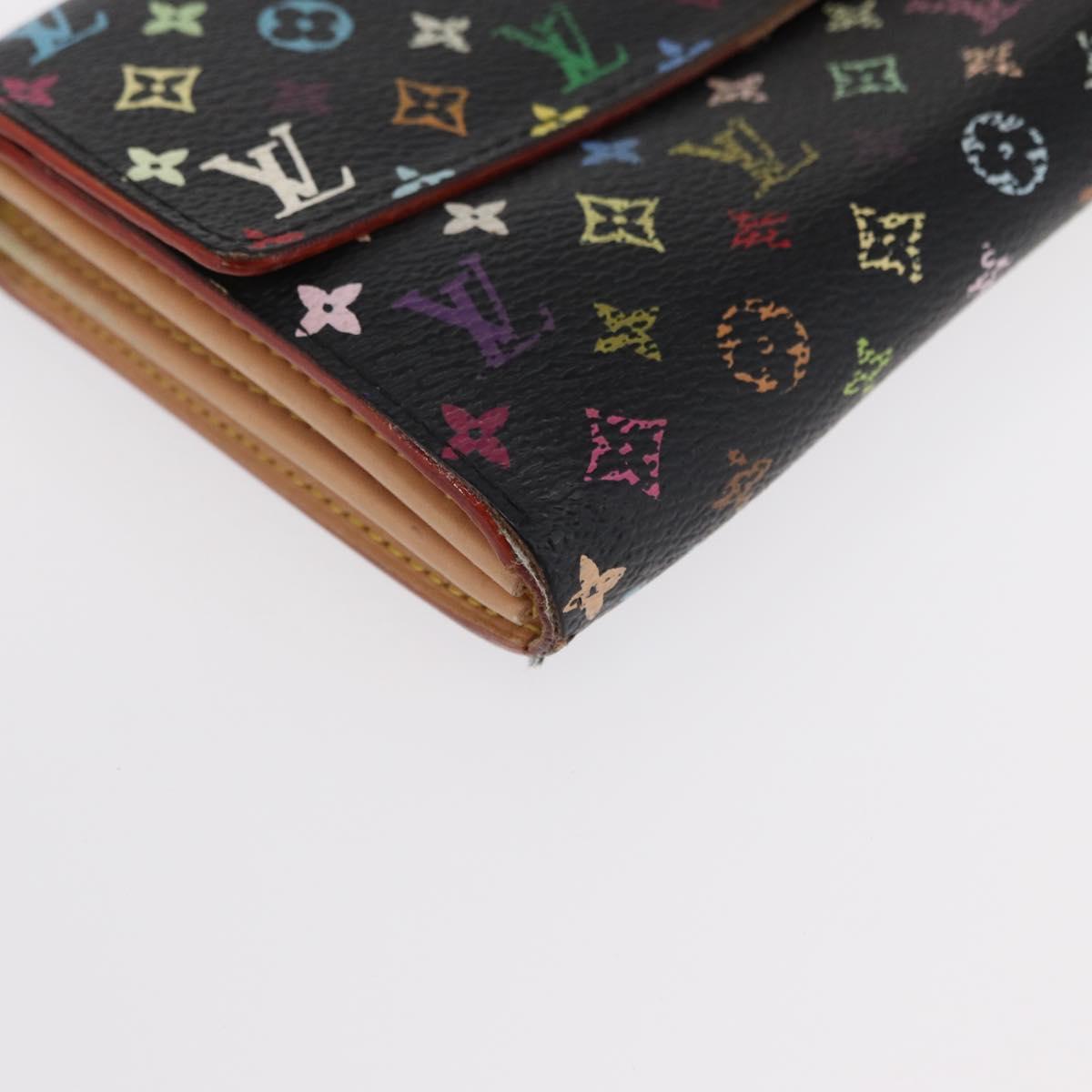 LOUIS VUITTON Monogram Multicolor Wallet 2 Set White Black LV Auth BA7831
