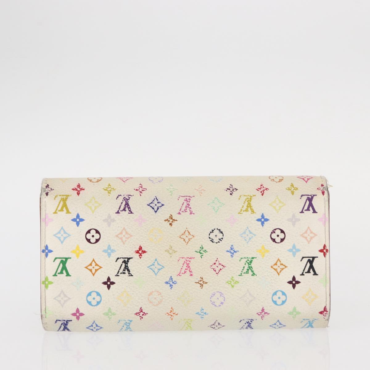 LOUIS VUITTON Monogram Multicolor Wallet 2 Set White Black LV Auth BA7831