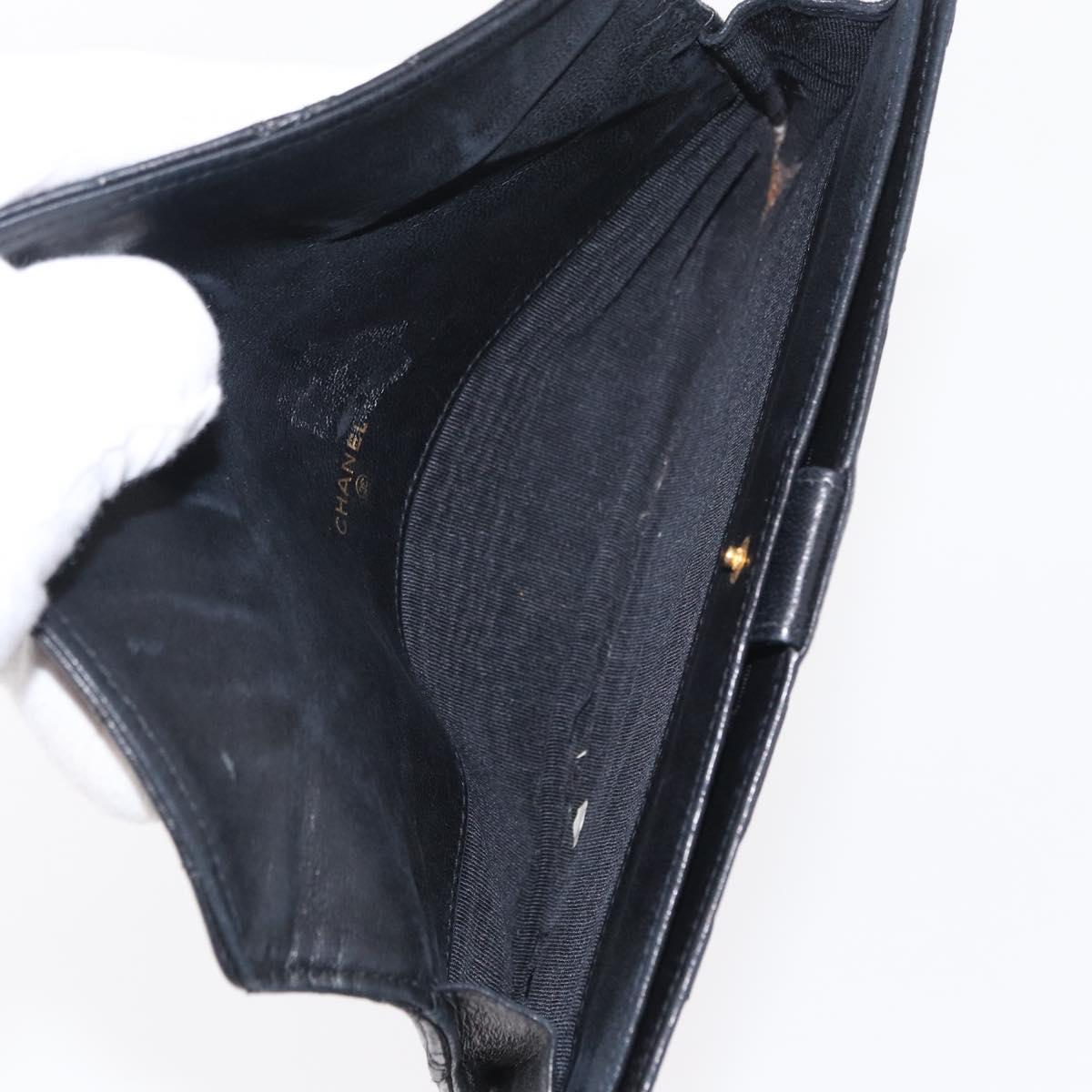 CHANEL Wallet Leather 5 Set Beige Black CC Auth BA7834