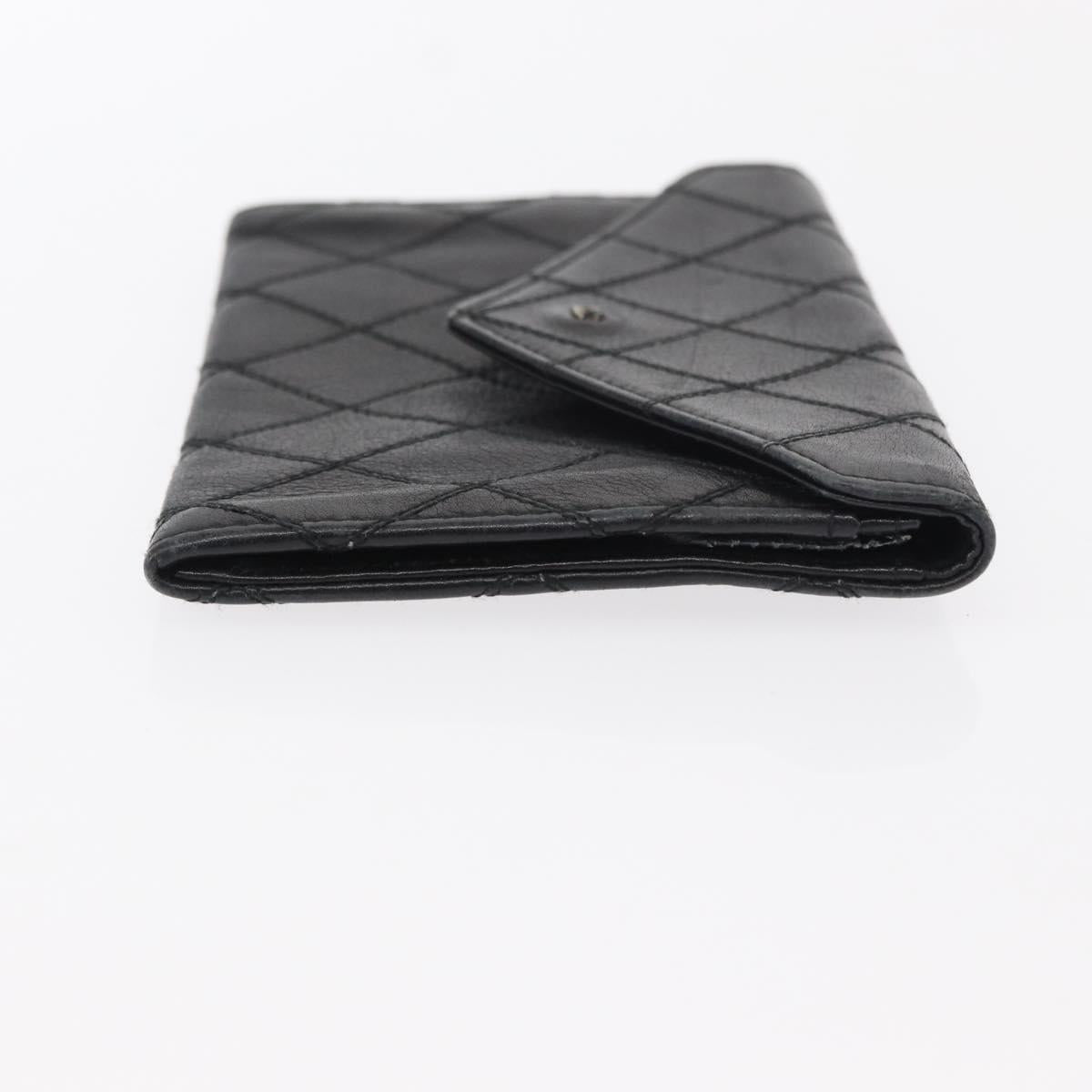 CHANEL Wallet Leather 5 Set Beige Black CC Auth BA7834