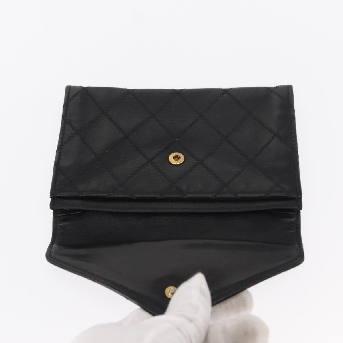 CHANEL Wallet Leather 5 Set Beige Black CC Auth BA7834