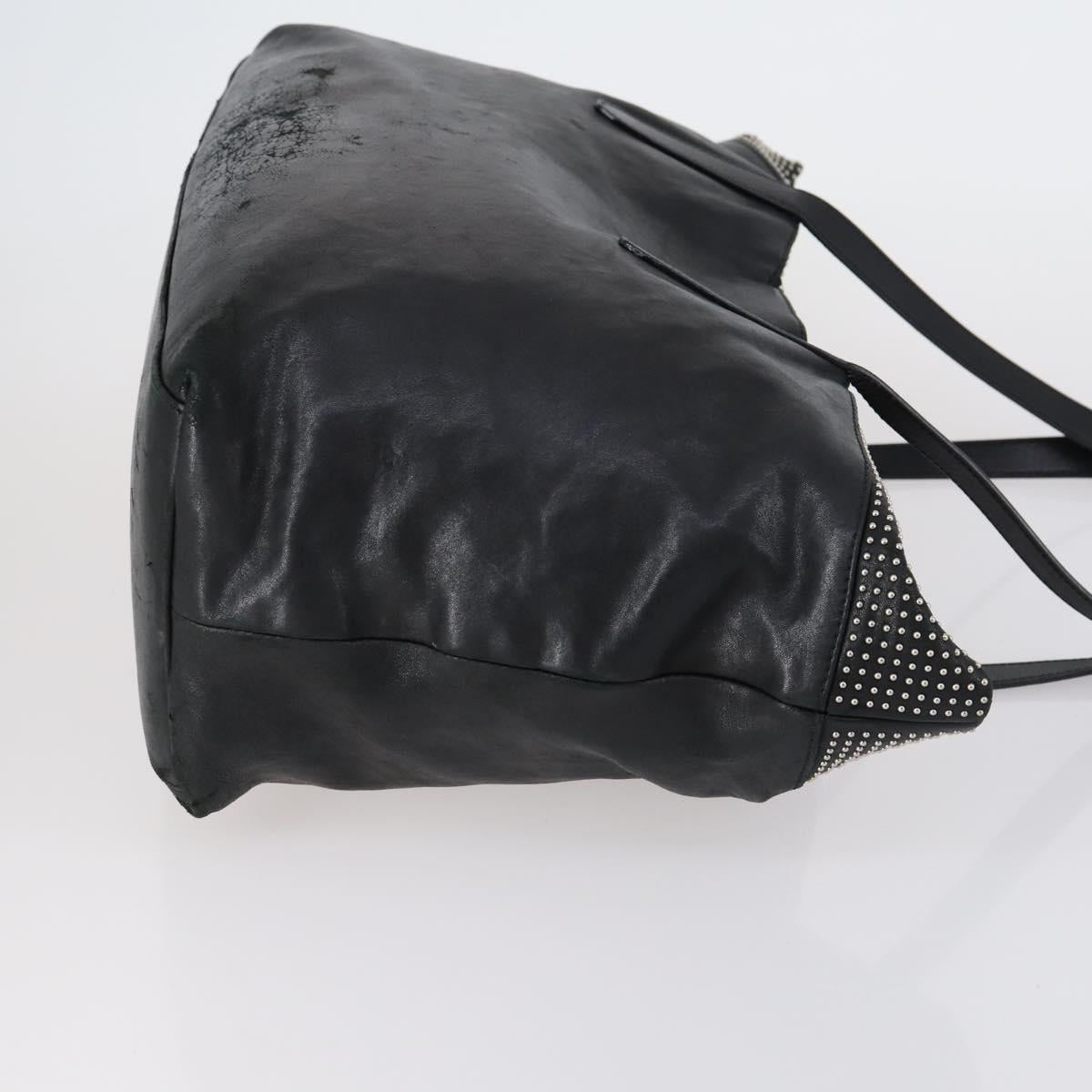 Jimmy Choo Shoulder Bag Leather 2 Set Black Silver Auth BA7835