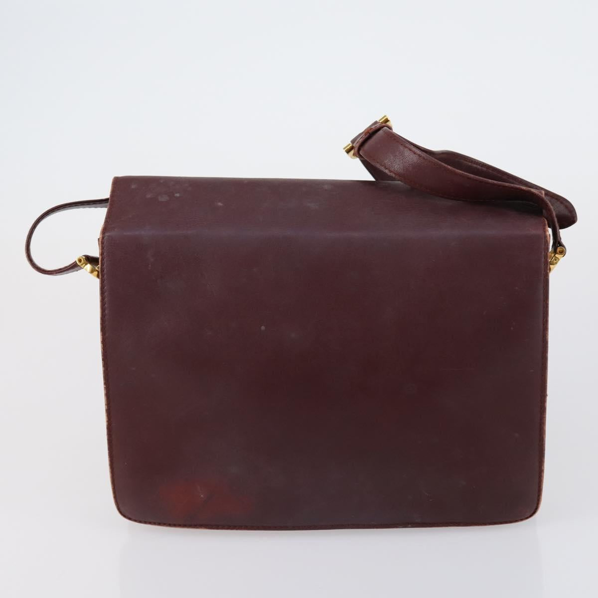 CARTIER Must Line Shoulder Bag Leather 2 Set Bordeaux Auth BA7836