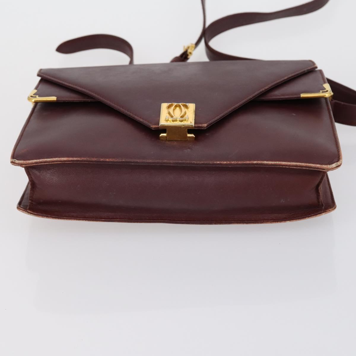 CARTIER Must Line Shoulder Bag Leather 2 Set Bordeaux Auth BA7836