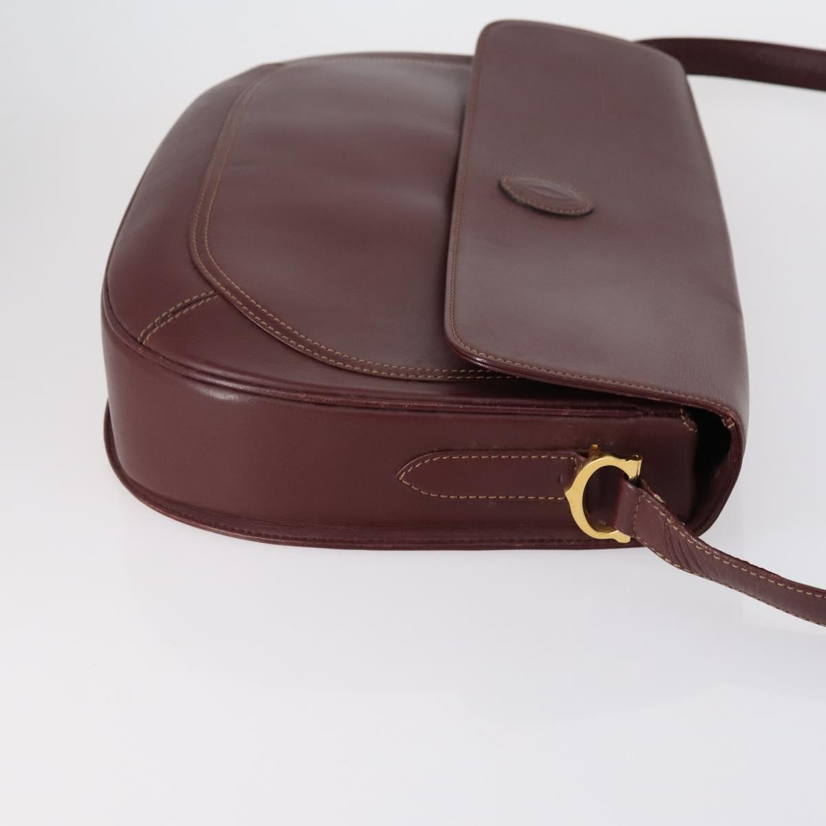 CARTIER Must Line Shoulder Bag Leather 2 Set Bordeaux Auth BA7836