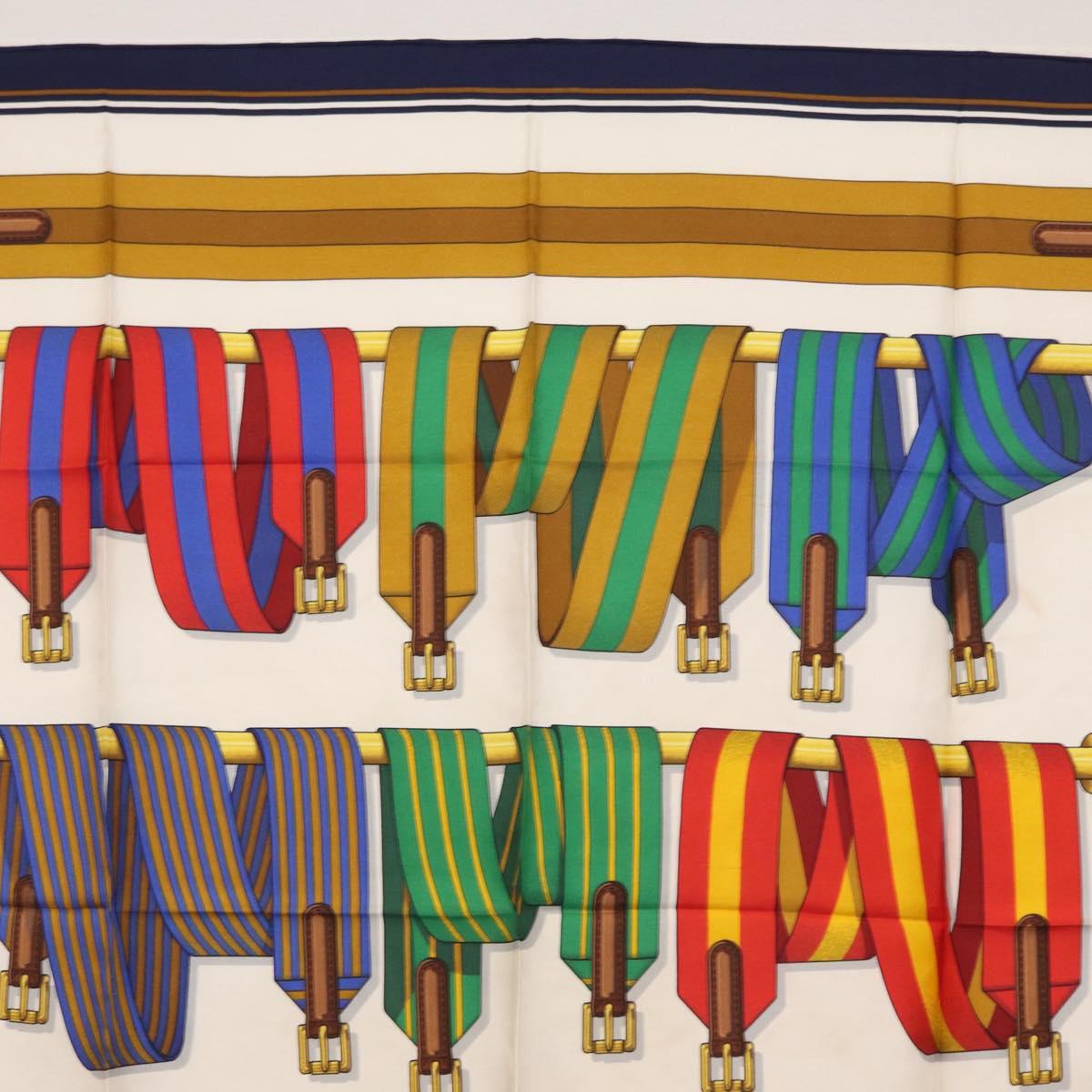 HERMES Carre 90 Scarf Silk ""J.METZ"" Navy Auth BA7837