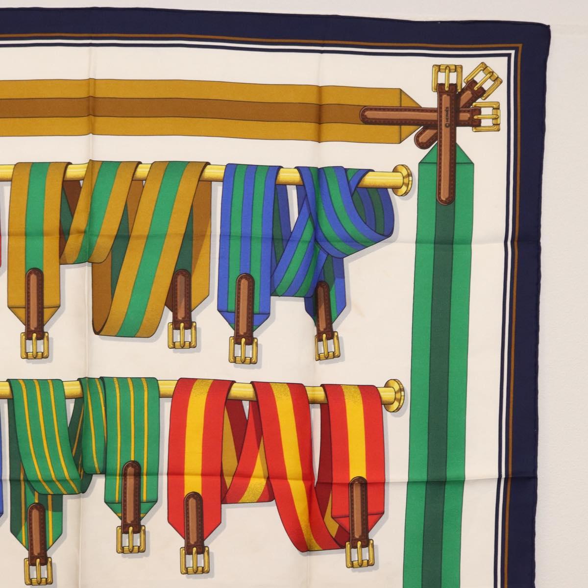 HERMES Carre 90 Scarf Silk ""J.METZ"" Navy Auth BA7837