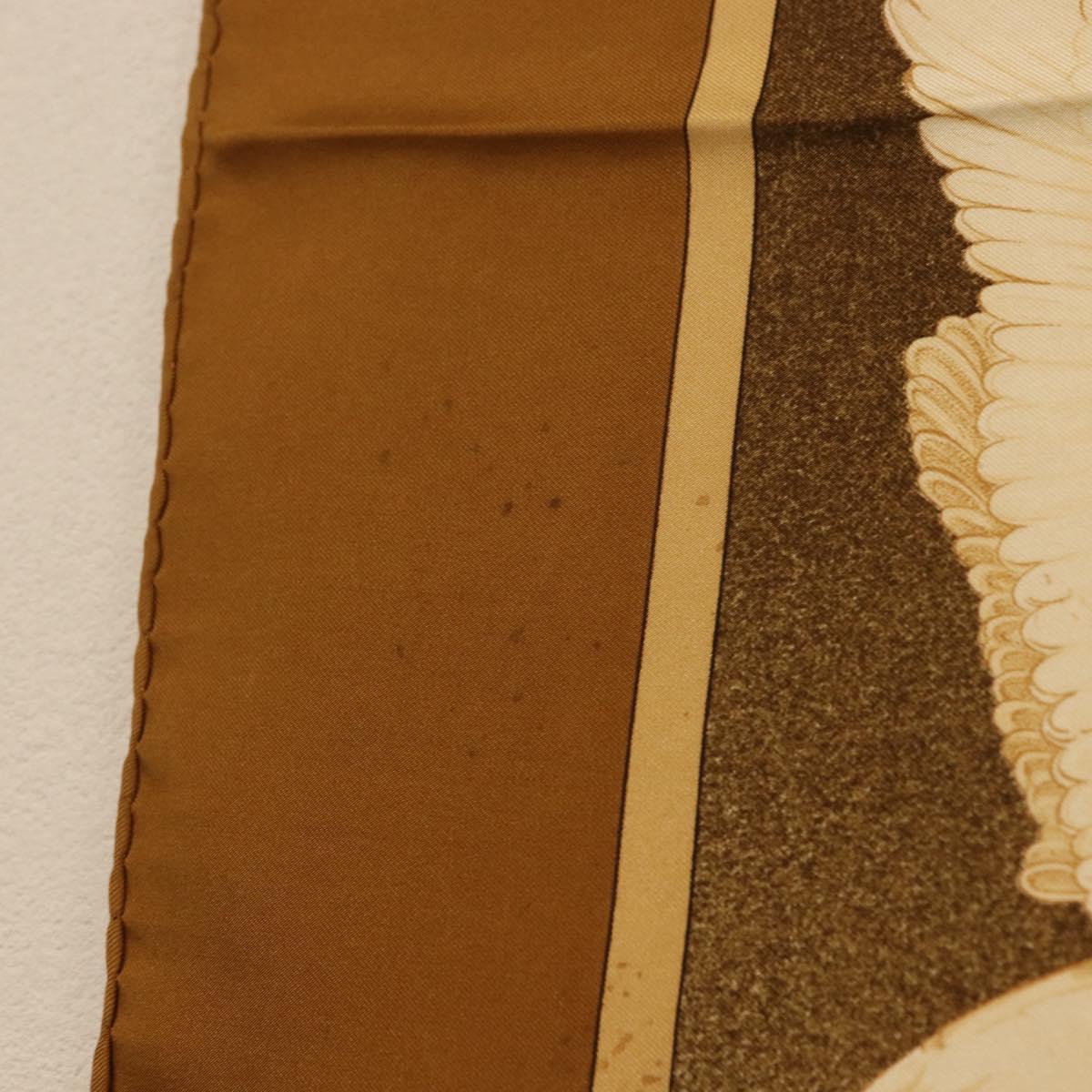 HERMES Carre 90 Scarf Silk ""OISEAUX MIGRATEURS"" Brown Auth BA7840