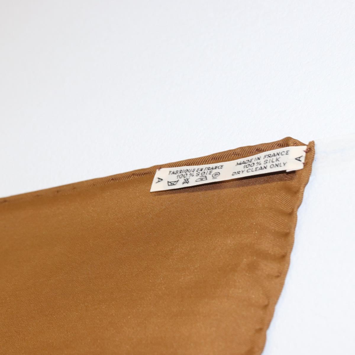 HERMES Carre 90 Scarf Silk ""OISEAUX MIGRATEURS"" Brown Auth BA7840