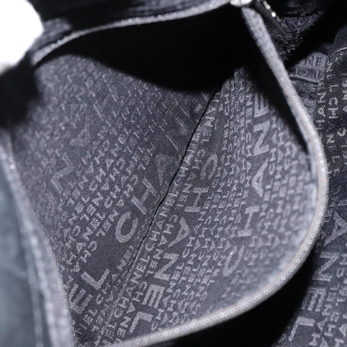 CHANEL Choco Bar Tote Bag Leather Black Silver CC Auth BA7844