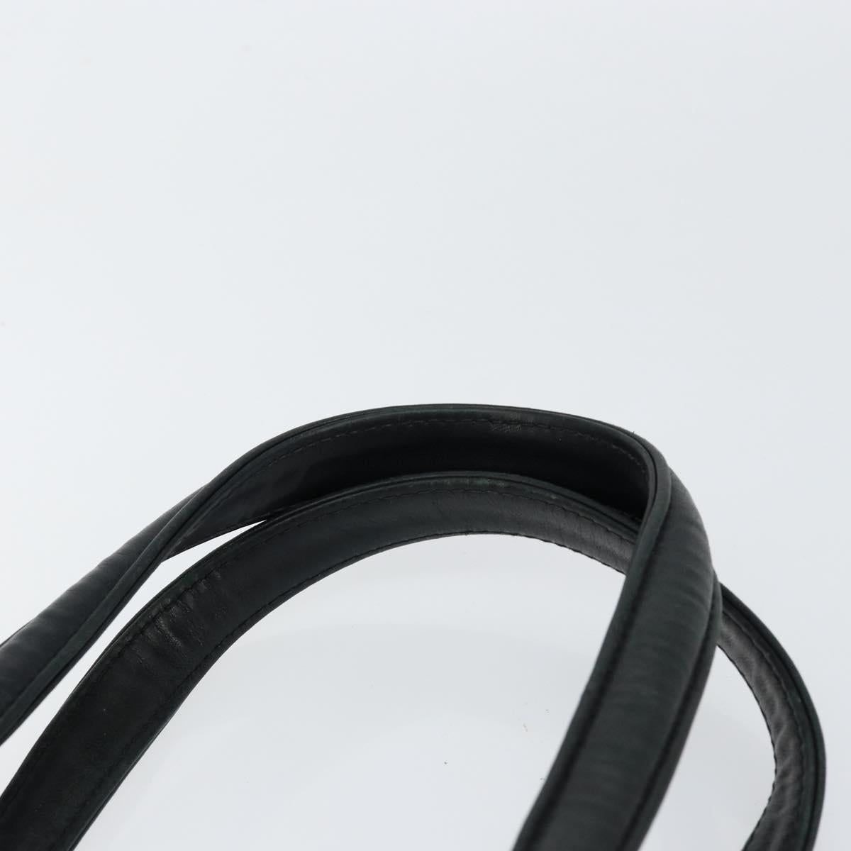 CHANEL Choco Bar Tote Bag Leather Black Silver CC Auth BA7844