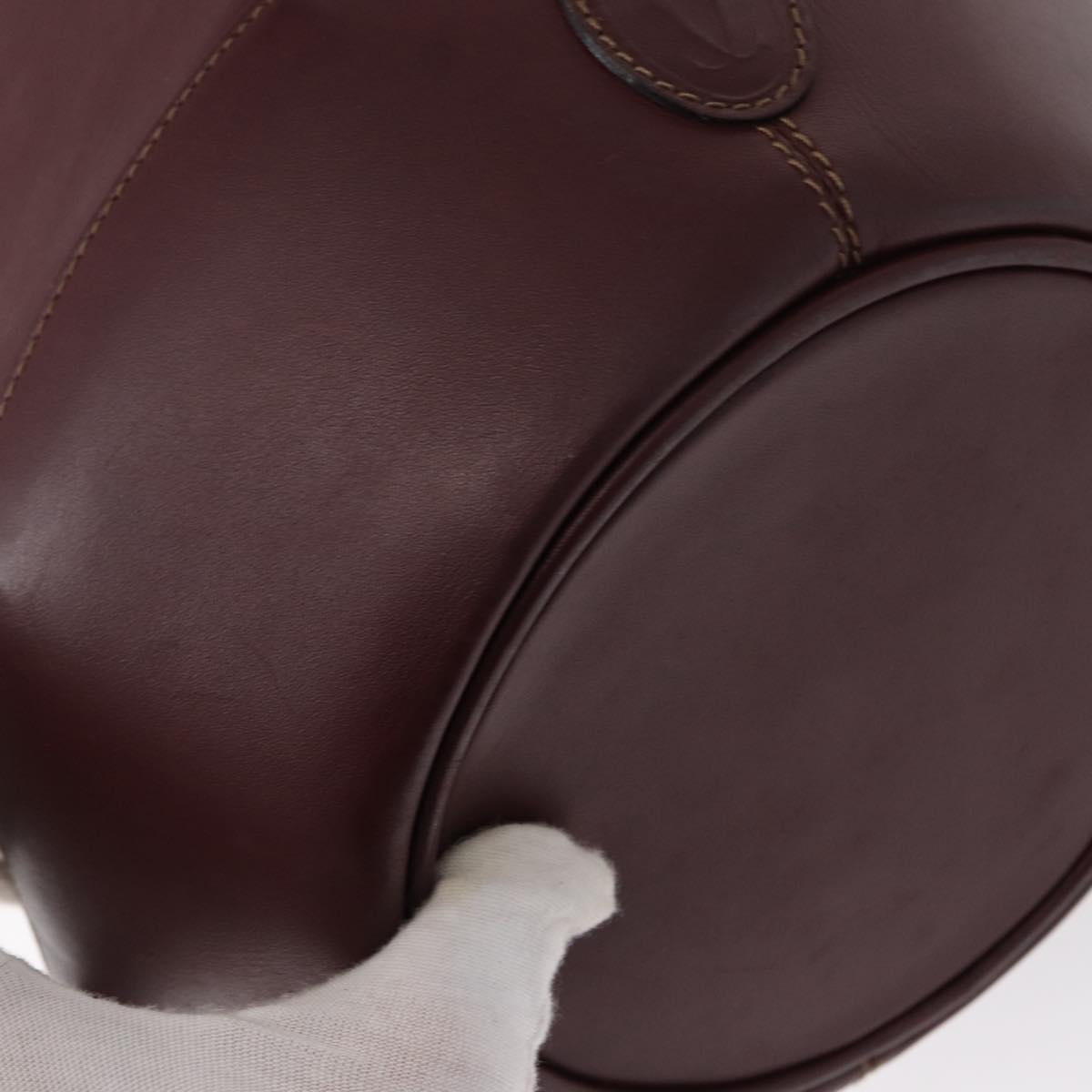 CARTIER Must Line Shoulder Bag Leather Bordeaux Gold Auth BA7848