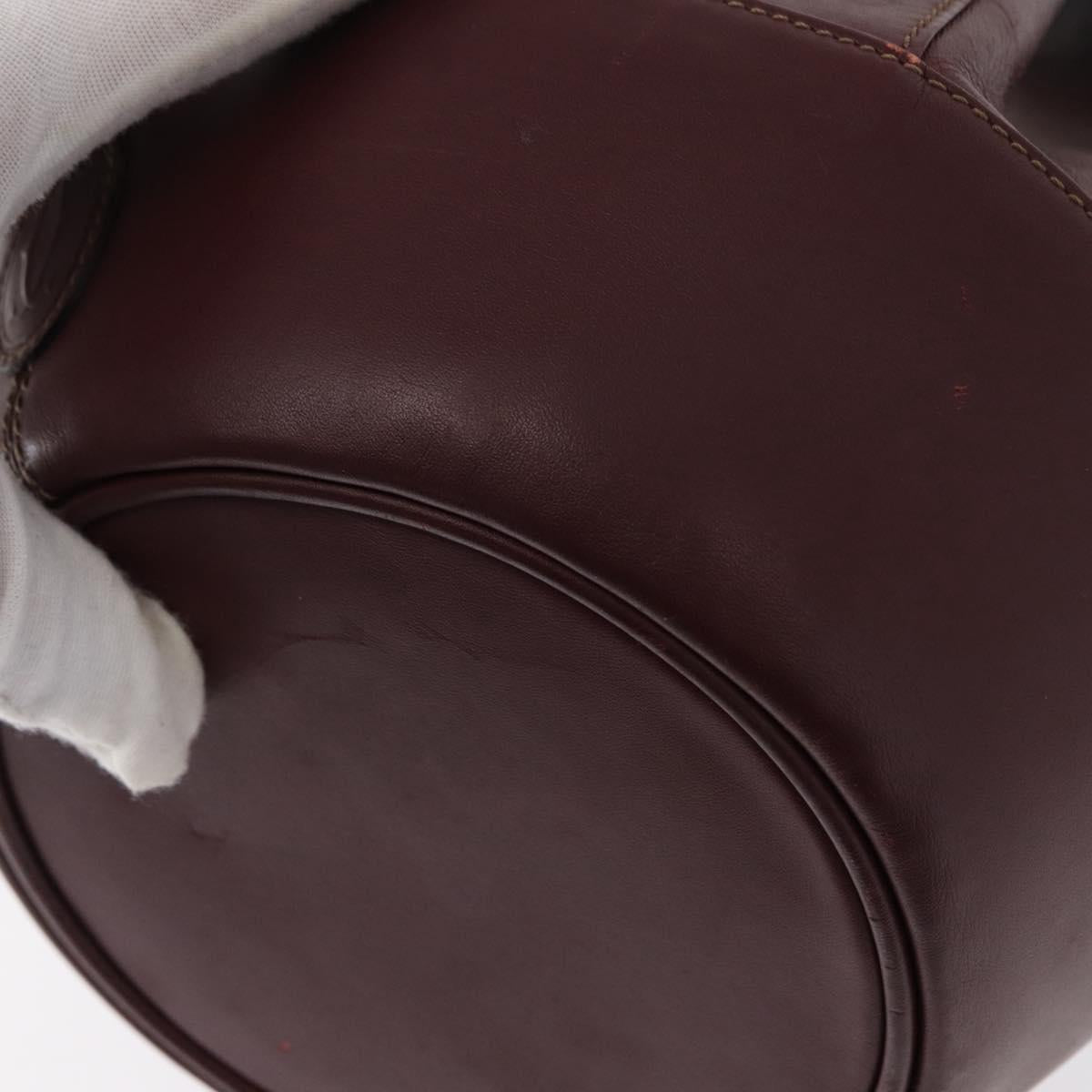 CARTIER Must Line Shoulder Bag Leather Bordeaux Gold Auth BA7848