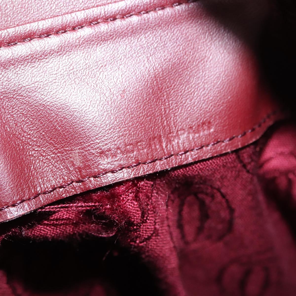 CARTIER Must Line Shoulder Bag Leather Bordeaux Gold Auth BA7848