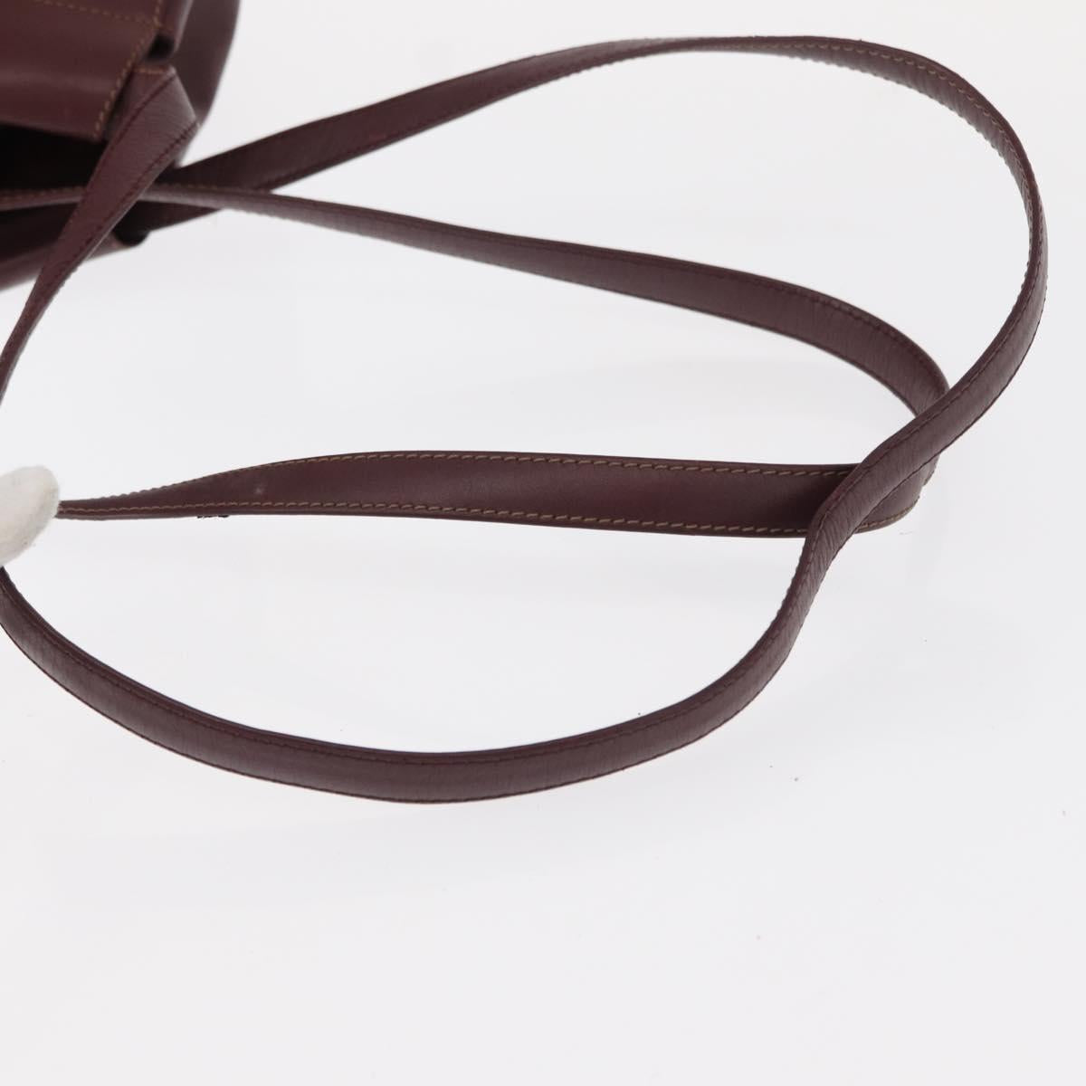 CARTIER Must Line Shoulder Bag Leather Bordeaux Gold Auth BA7848