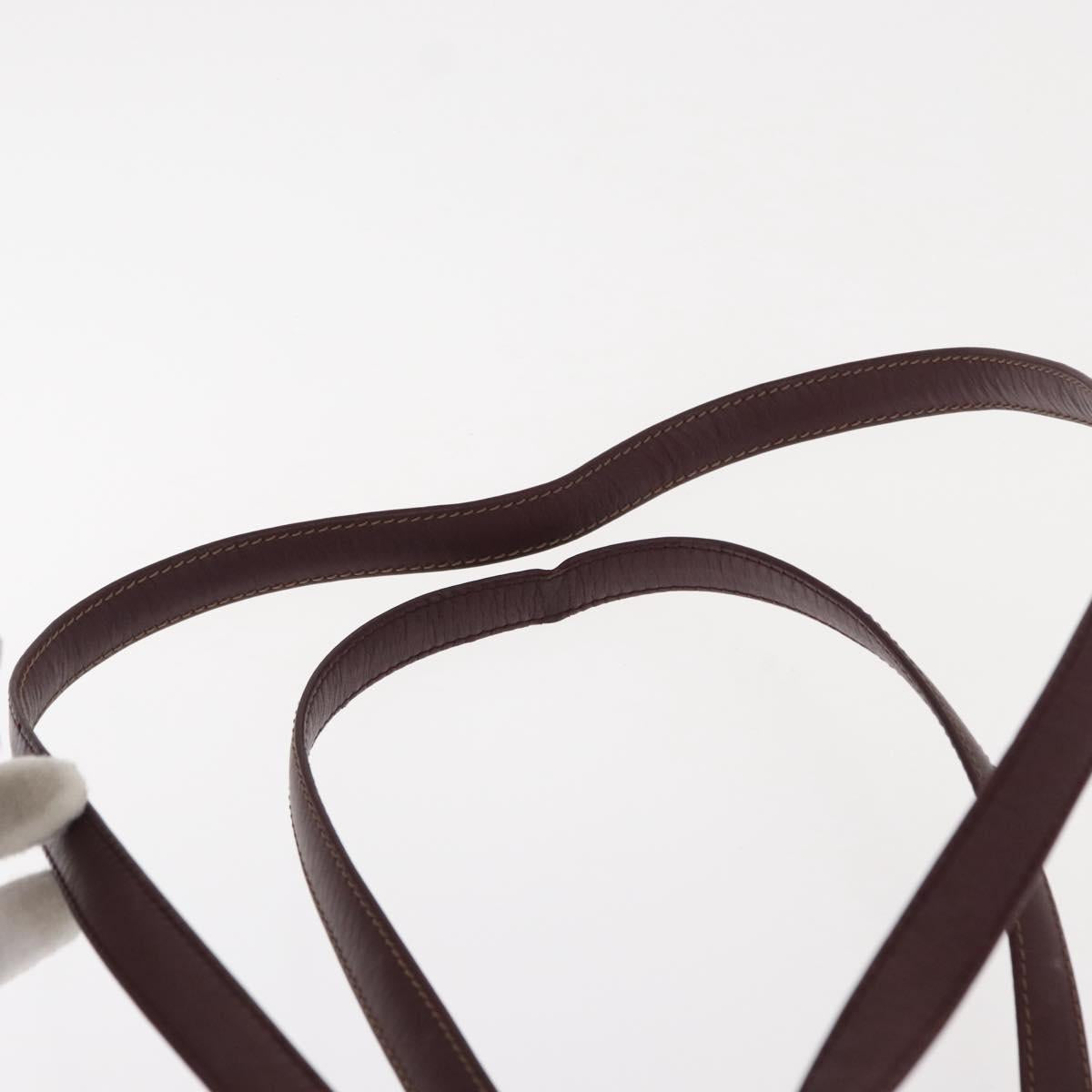 CARTIER Must Line Shoulder Bag Leather Bordeaux Gold Auth BA7848