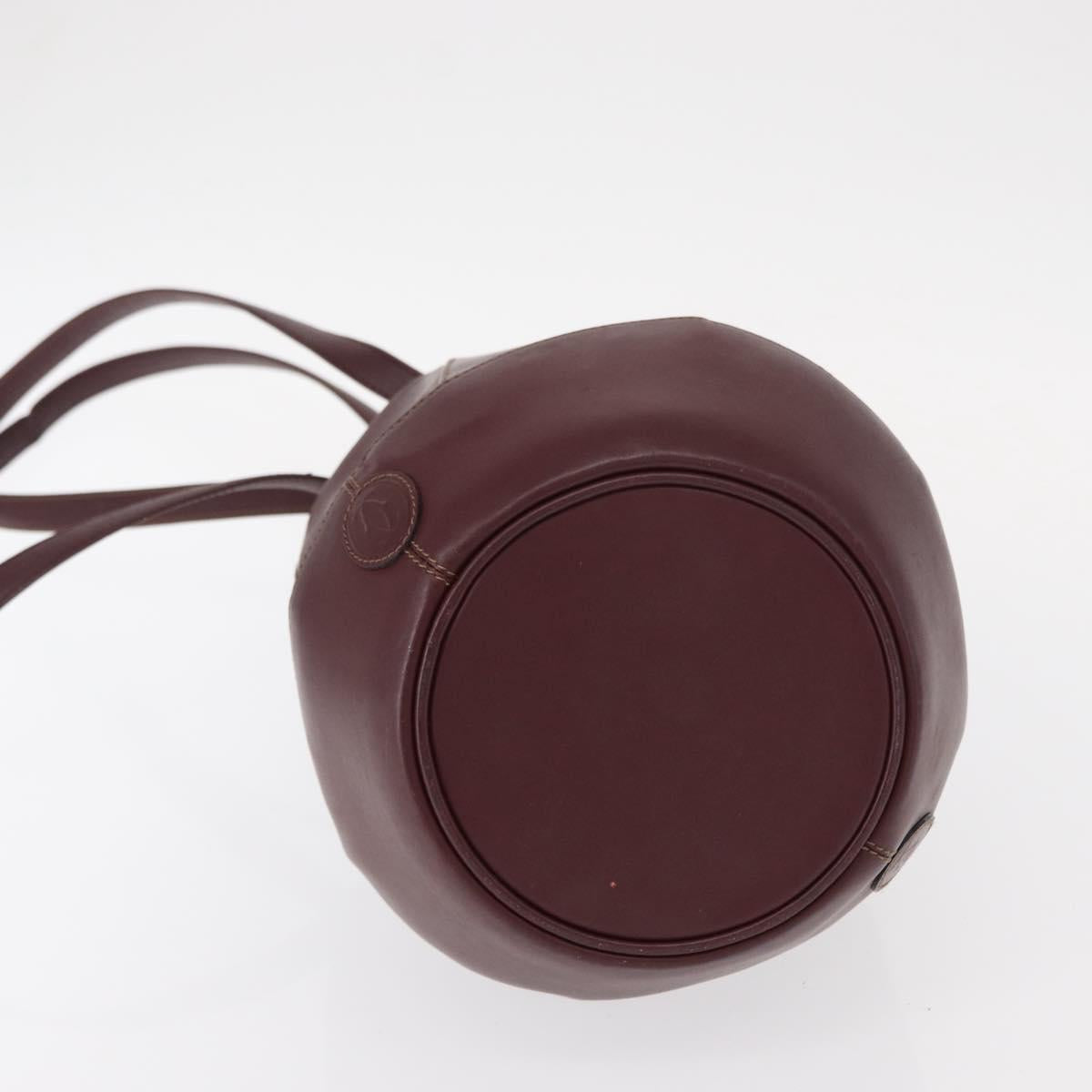 CARTIER Must Line Shoulder Bag Leather Bordeaux Gold Auth BA7848