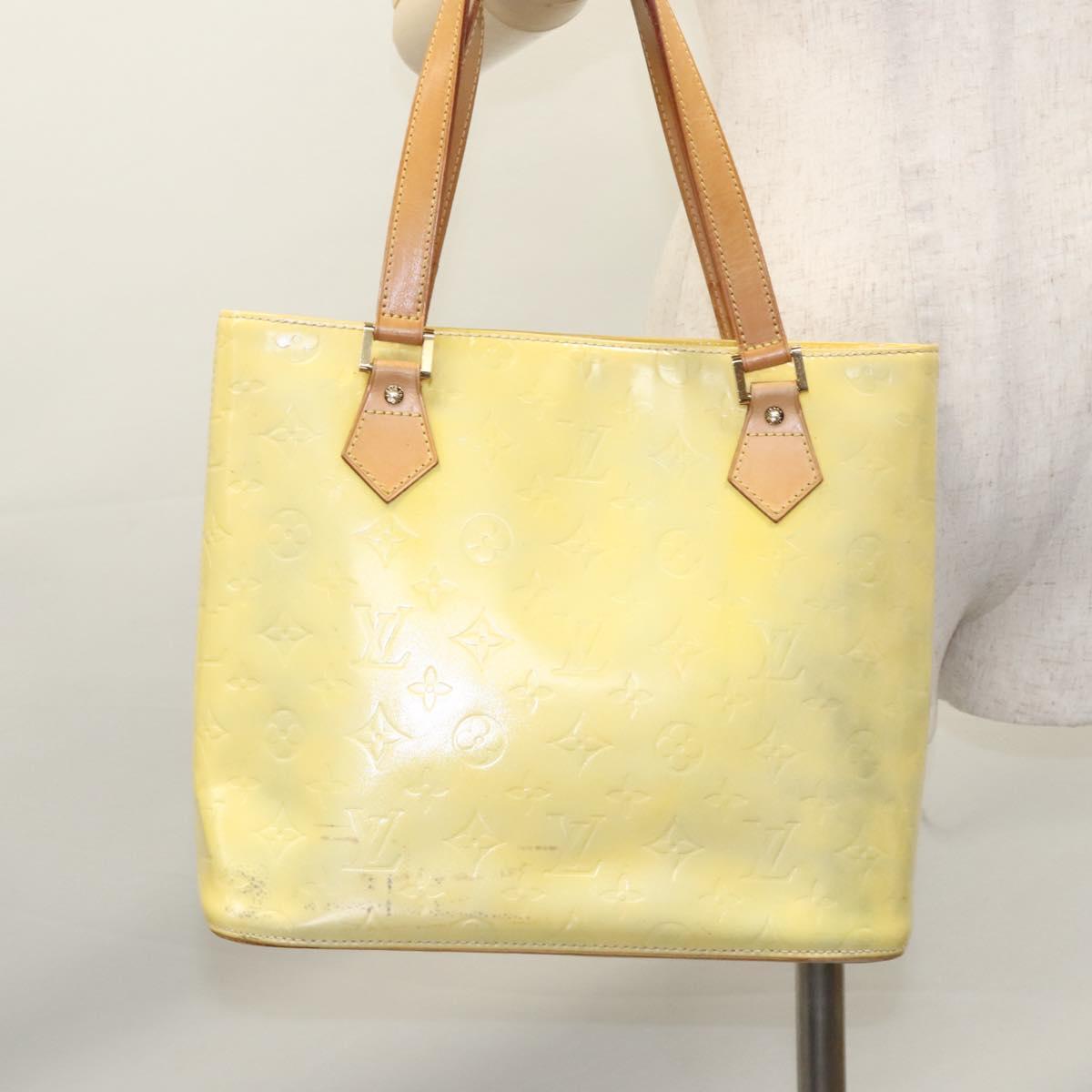 LOUIS VUITTON Monogram Vernis Houston Hand Bag Baby Blue M91005 LV Auth BA788