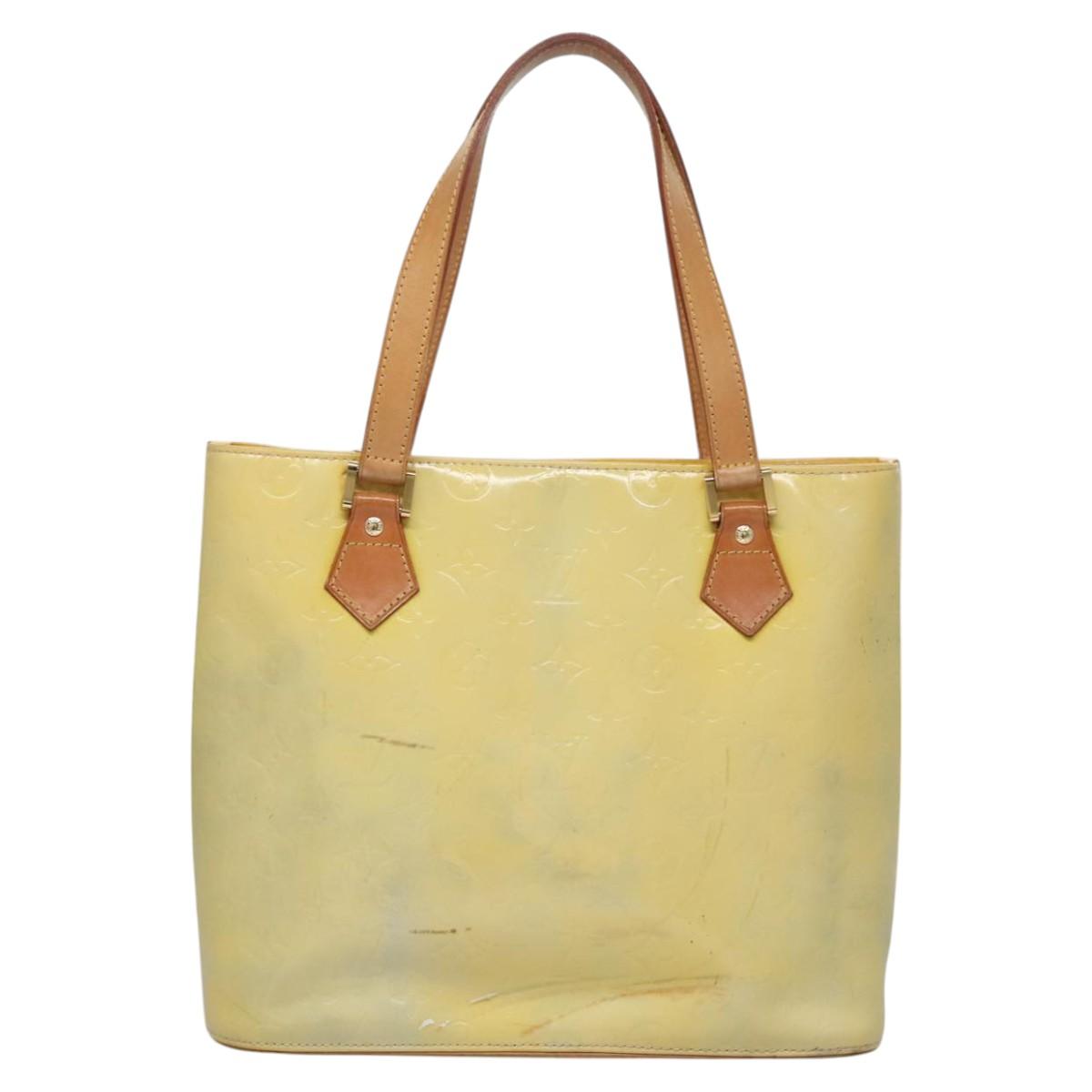 LOUIS VUITTON Monogram Vernis Houston Hand Bag Baby Blue M91005 LV Auth BA788