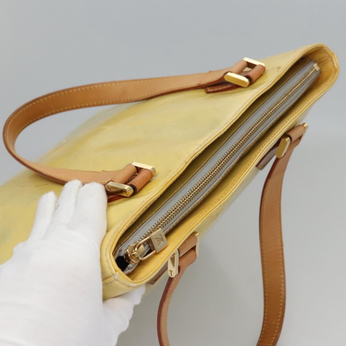 LOUIS VUITTON Monogram Vernis Houston Hand Bag Baby Blue M91005 LV Auth BA788