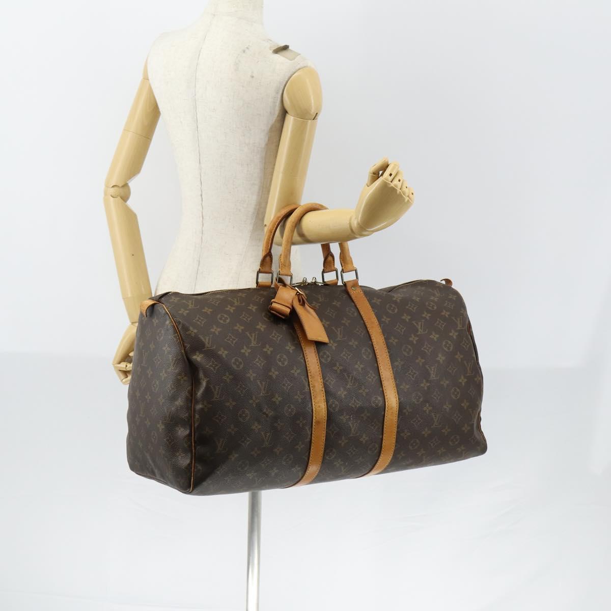 LOUIS VUITTON Monogram Keepall 55 Boston Bag M41424 LV Auth BA7894