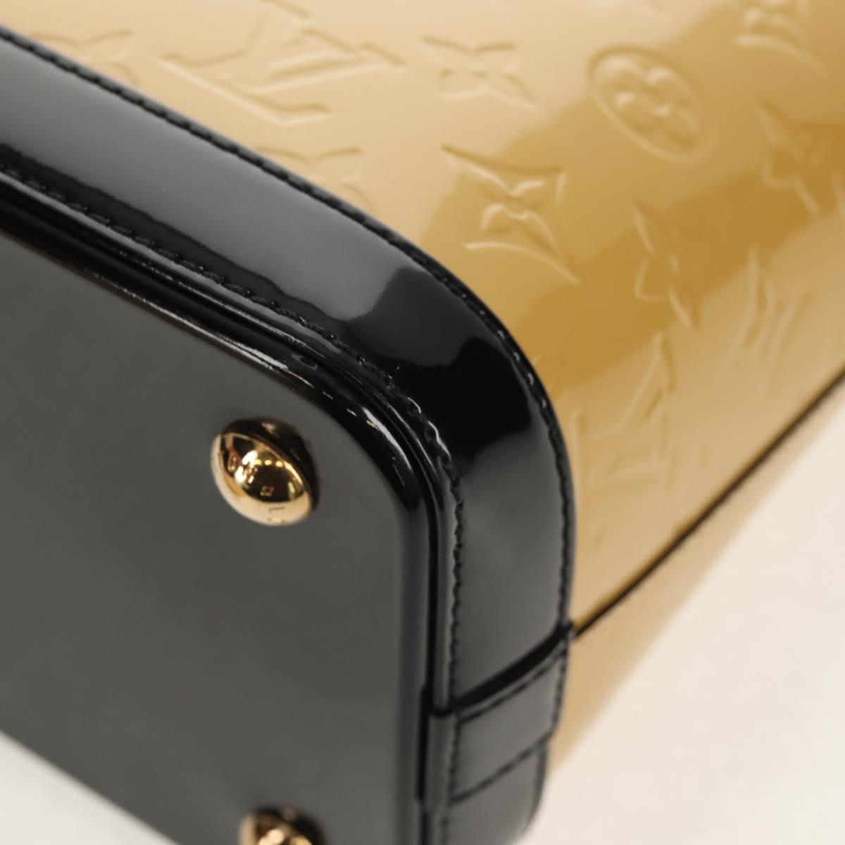 LOUIS VUITTON Monogram Vernis Lockit PM Tote Bag Beige Black M90251 Auth BA7933M