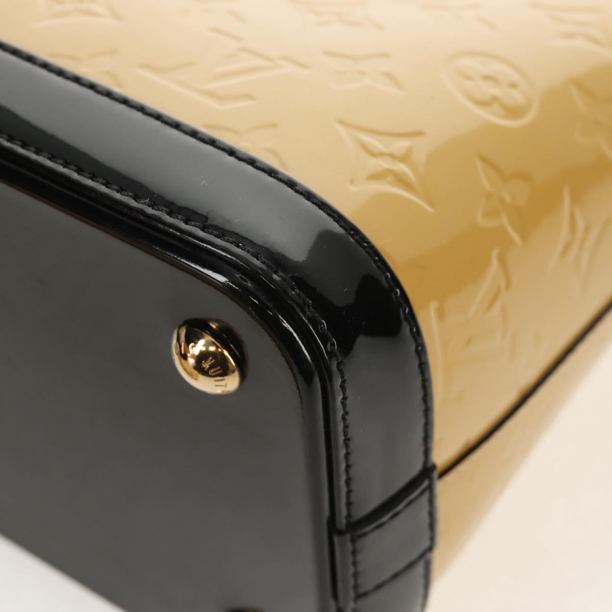 LOUIS VUITTON Monogram Vernis Lockit PM Tote Bag Beige Black M90251 Auth BA7933M