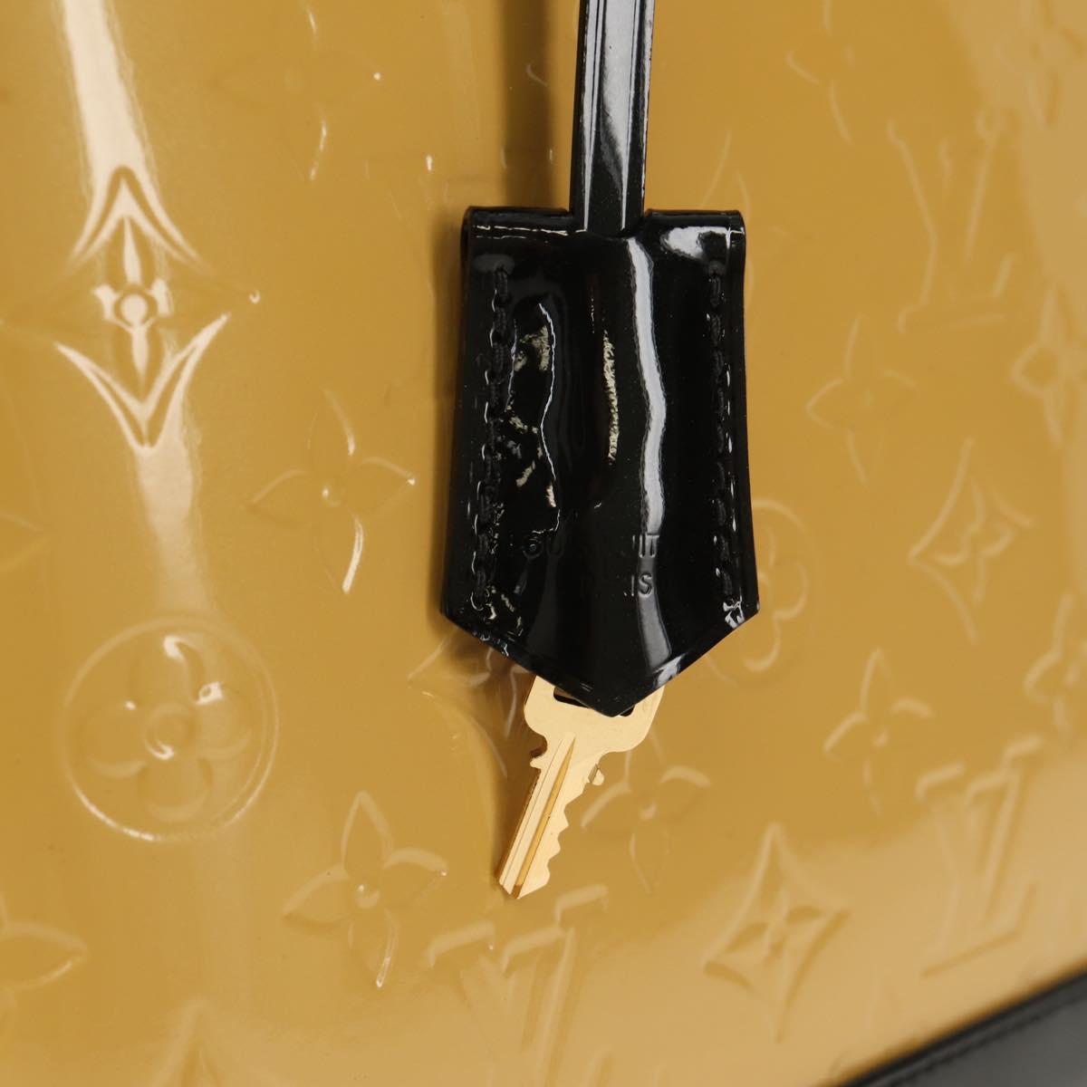 LOUIS VUITTON Monogram Vernis Lockit PM Tote Bag Beige Black M90251 Auth BA7933M