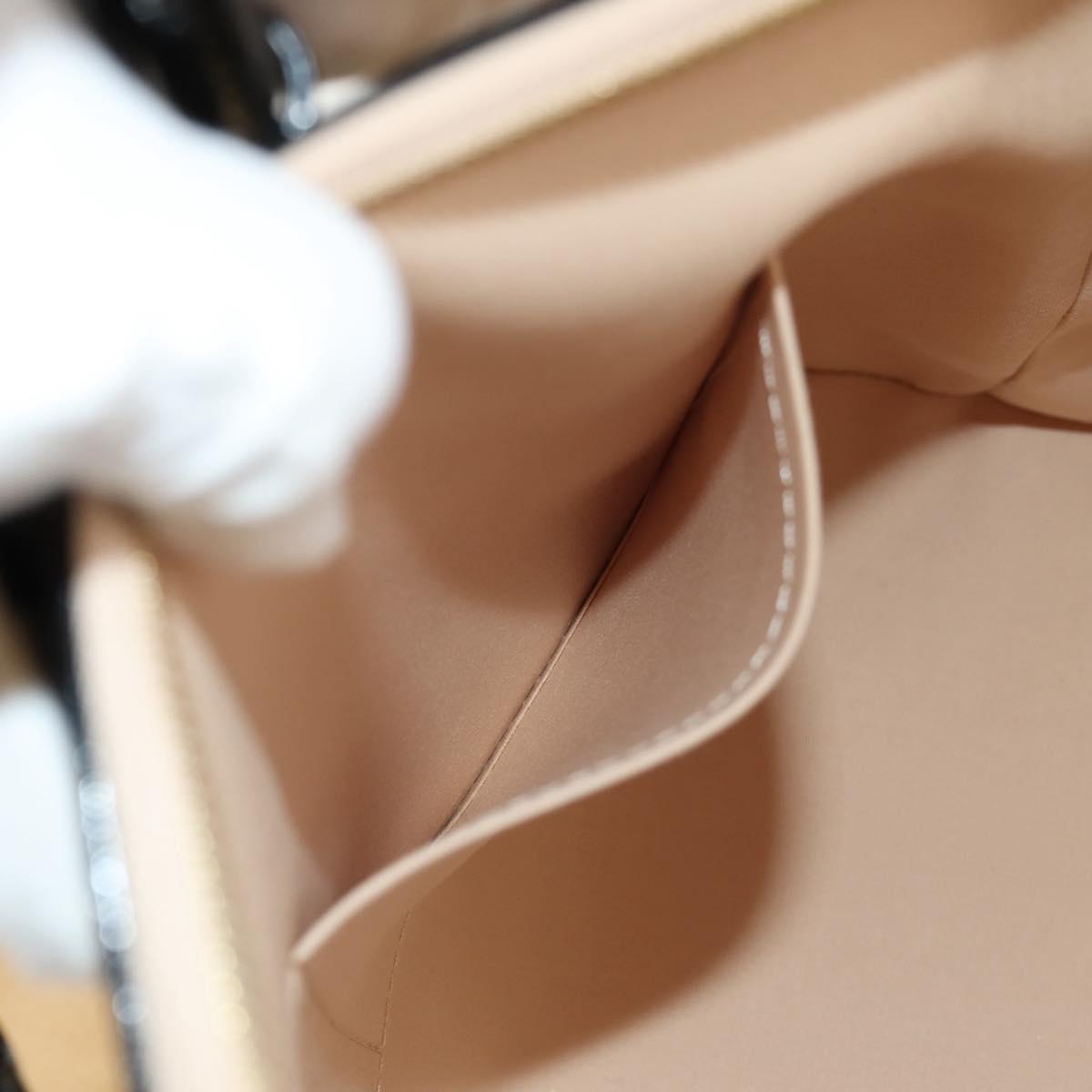 LOUIS VUITTON Monogram Vernis Lockit PM Tote Bag Beige Black M90251 Auth BA7933M