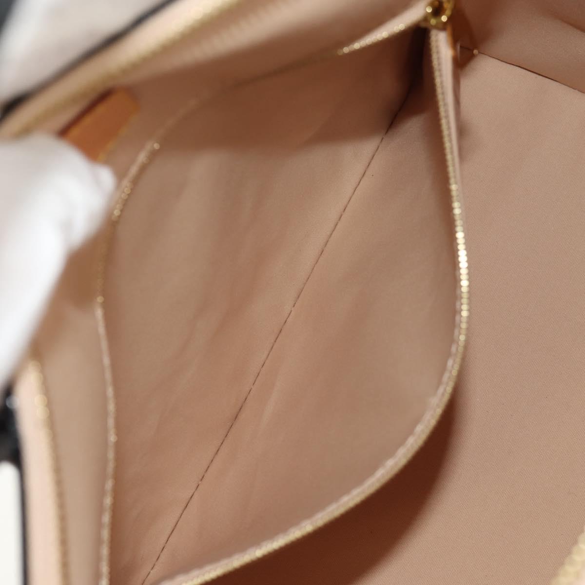 LOUIS VUITTON Monogram Vernis Lockit PM Tote Bag Beige Black M90251 Auth BA7933M