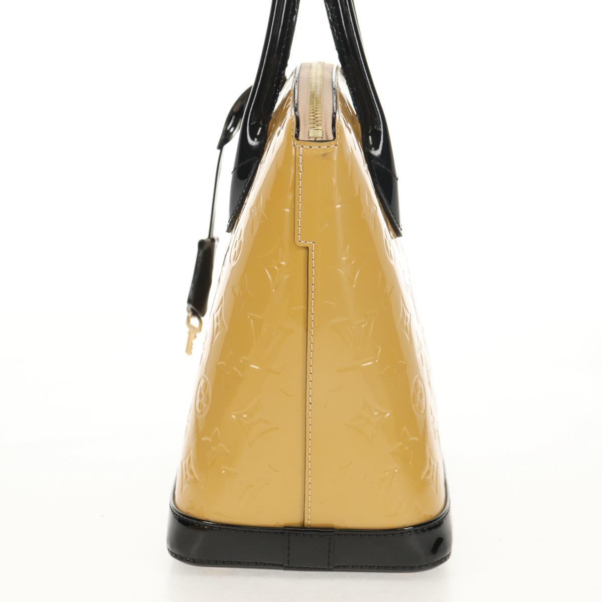 LOUIS VUITTON Monogram Vernis Lockit PM Tote Bag Beige Black M90251 Auth BA7933M