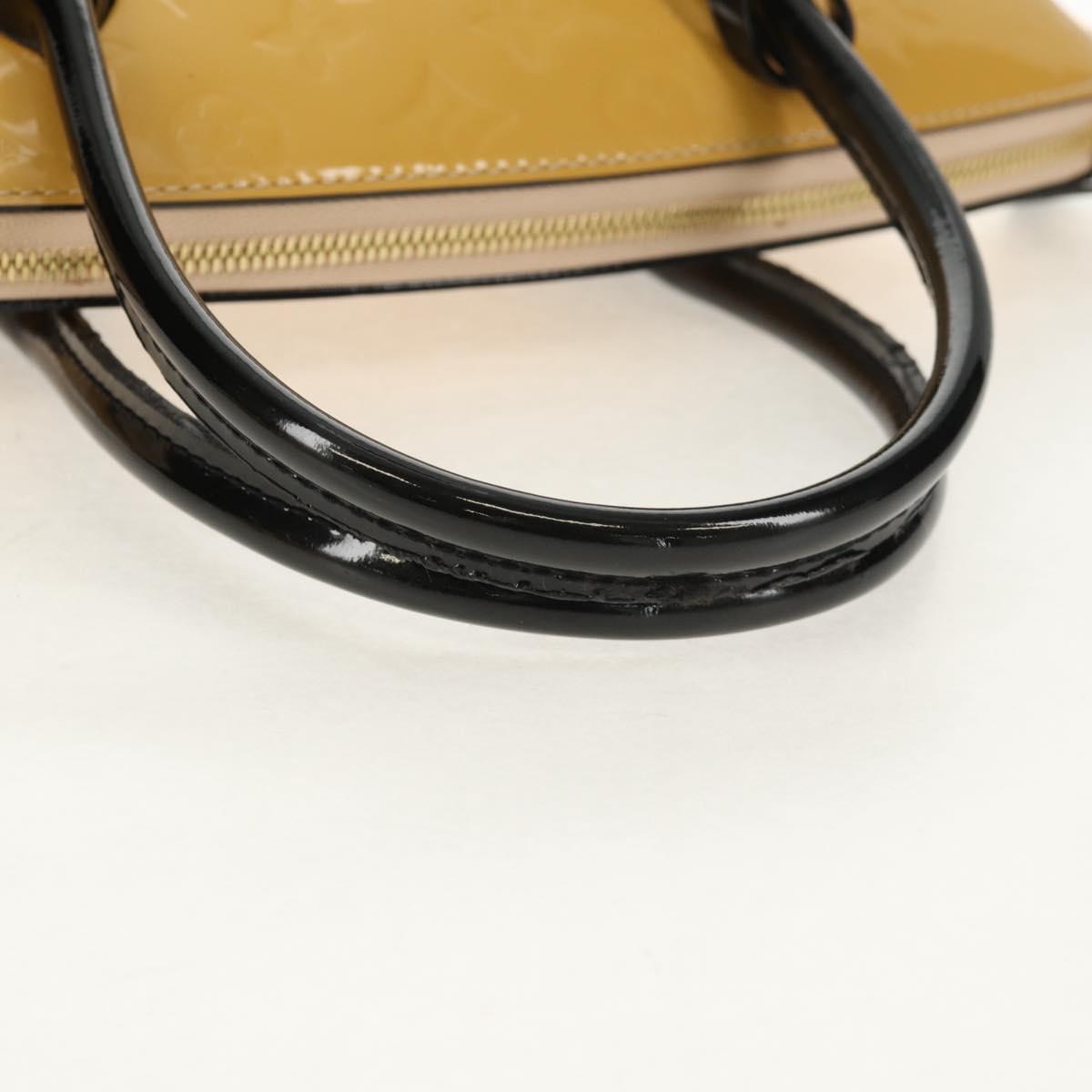 LOUIS VUITTON Monogram Vernis Lockit PM Tote Bag Beige Black M90251 Auth BA7933M