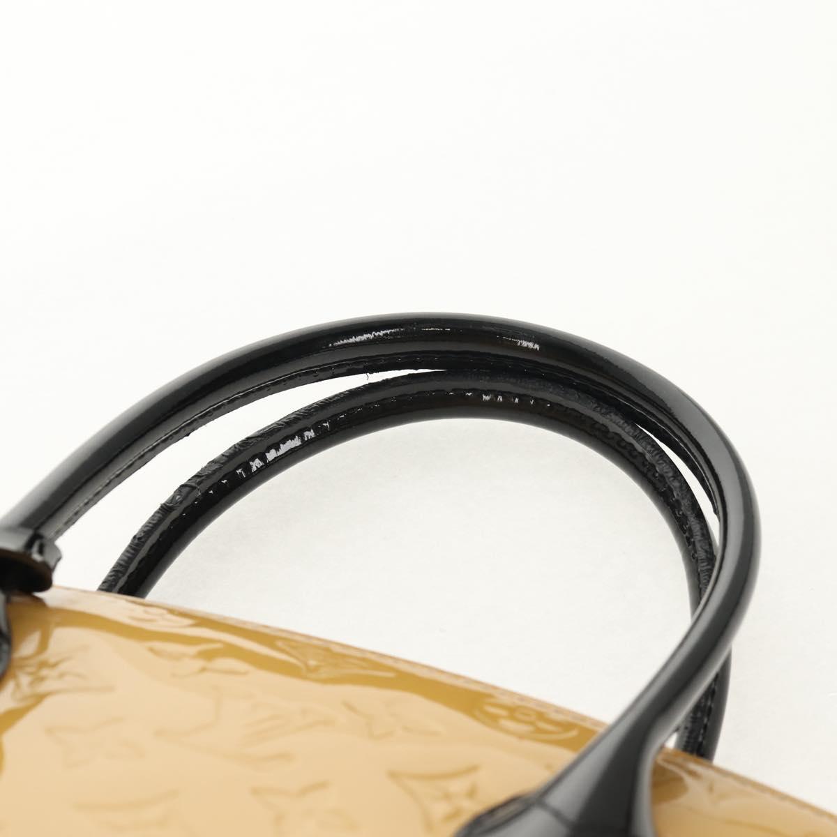 LOUIS VUITTON Monogram Vernis Lockit PM Tote Bag Beige Black M90251 Auth BA7933M